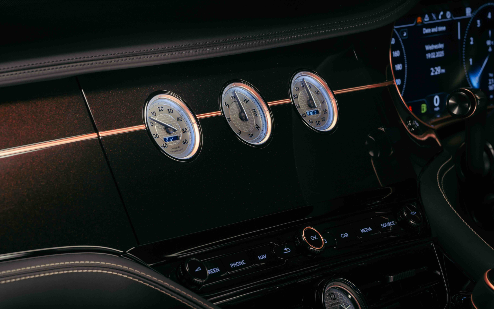 3連メーターのリングもローズゴールドが配される