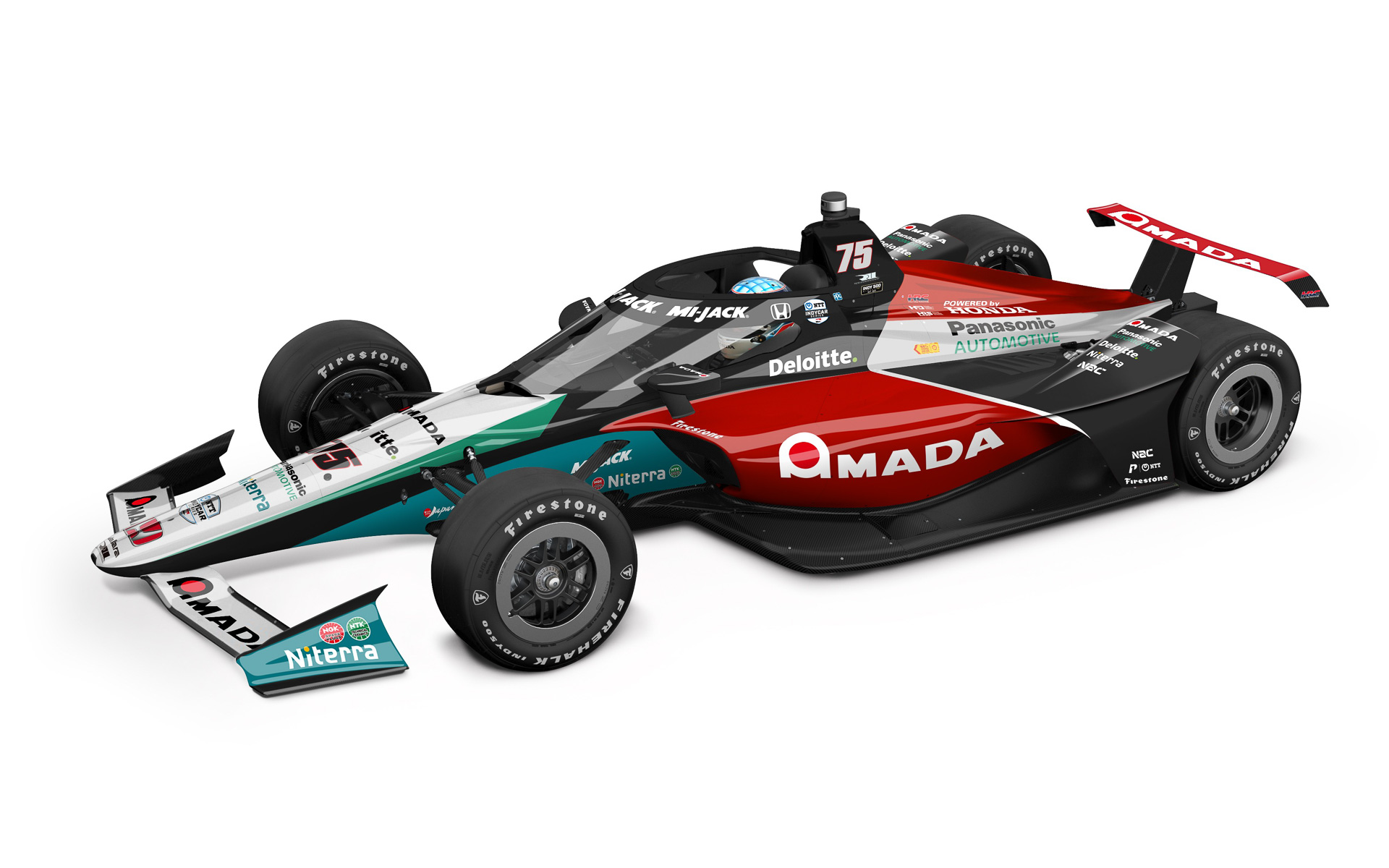 アマダ・アメリカがメインスポンサーを務める2025年の参戦マシン。インディカー・シリーズでは2024年6月の第9戦からエナジー・リカバリー・システム（ERS）を2.2リッターV型6気筒ツインターボエンジンに付与。HRC USが供給するハイブリッドシステムでは、回収した電気をリチウムイオンバッテリーではなく、軽量で瞬発力に優れたスーパーキャパシタに保存する点が大きな特徴