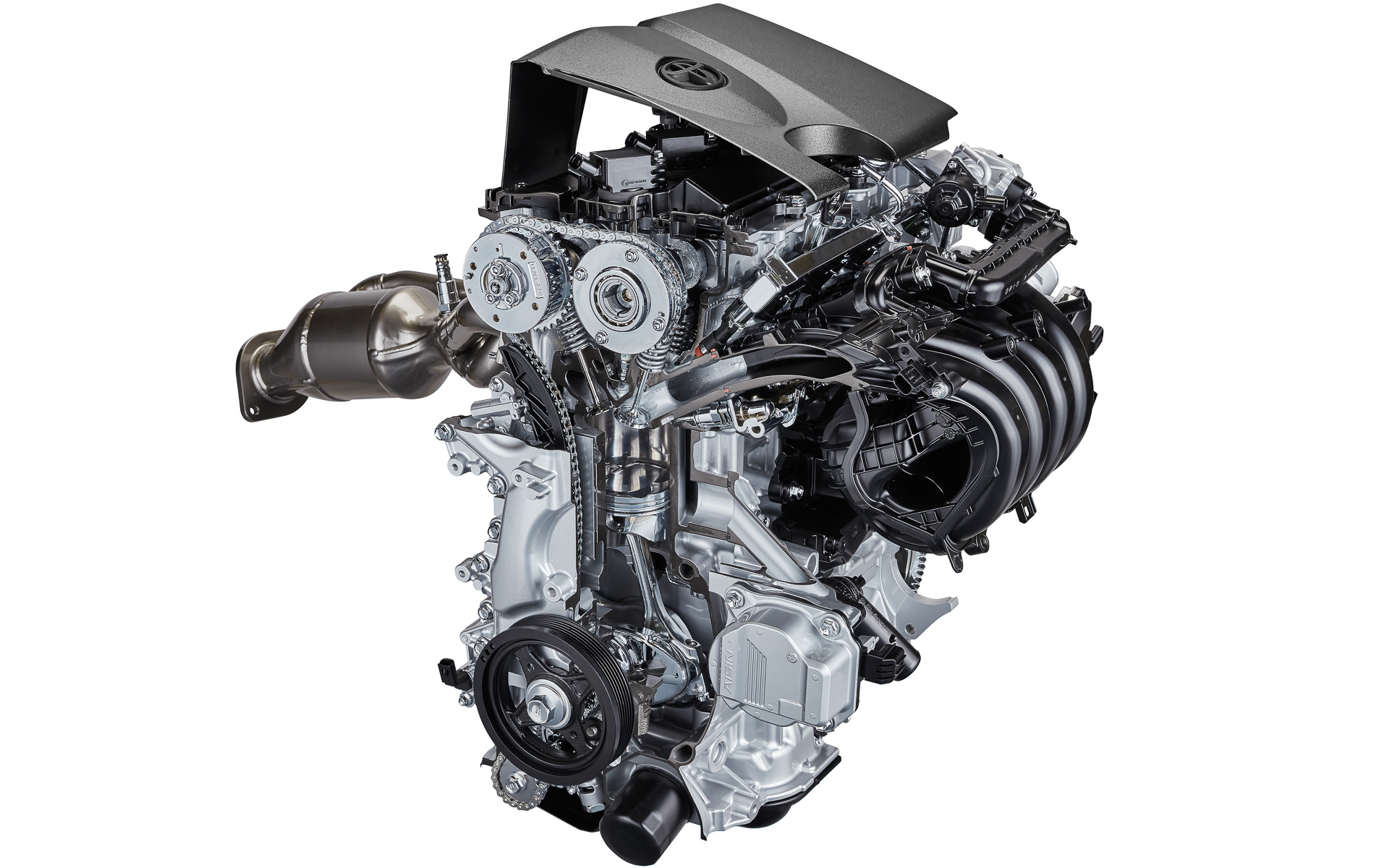 5代目プリウスに搭載されており、トヨタの第5世代ハイブリッドを象徴するダイナミックフォースの2.0リッター「M20A-FXS型」エンジン。熱効率は41％を達成