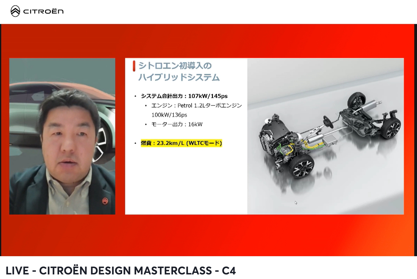 48Vシステムのモーターアシストを組み合わせたハイブリッドシステム搭載車は23.2km/L（WLTCモード）の燃費を実現