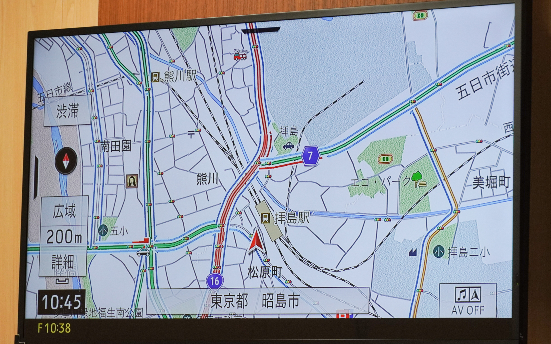 こちらが同じときのカーナビ画面で出ている