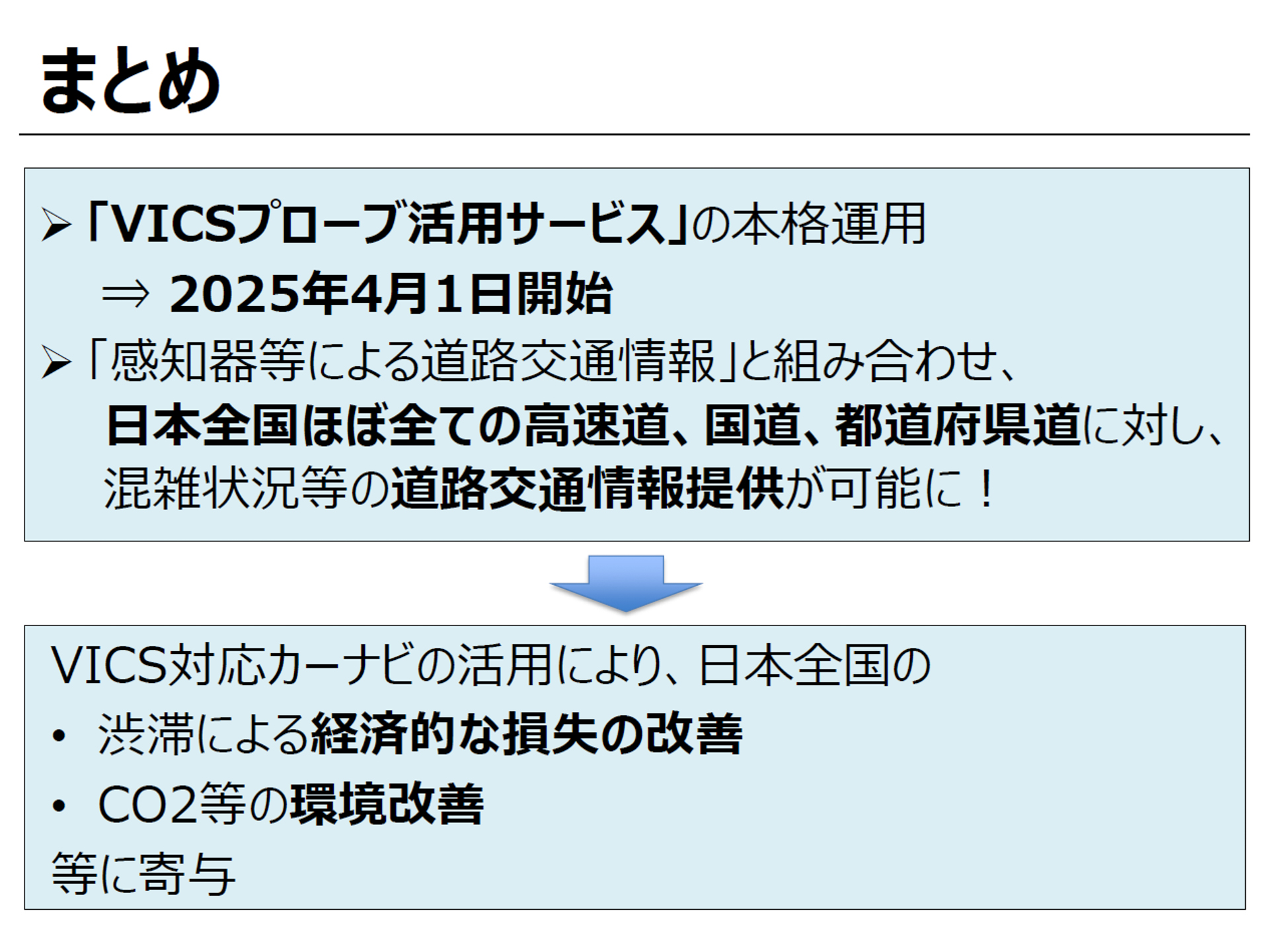 今回の「VICSプローブ活用サービス」提供にあたってのまとめ