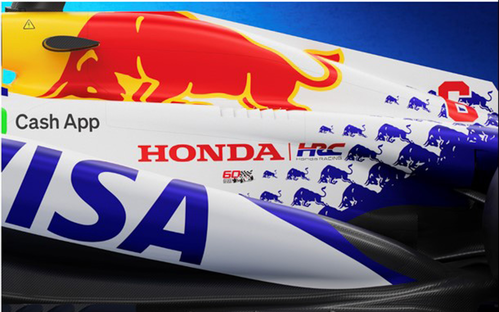 VCARB02に掲出されるHonda F1初優勝60周年記念ロゴ