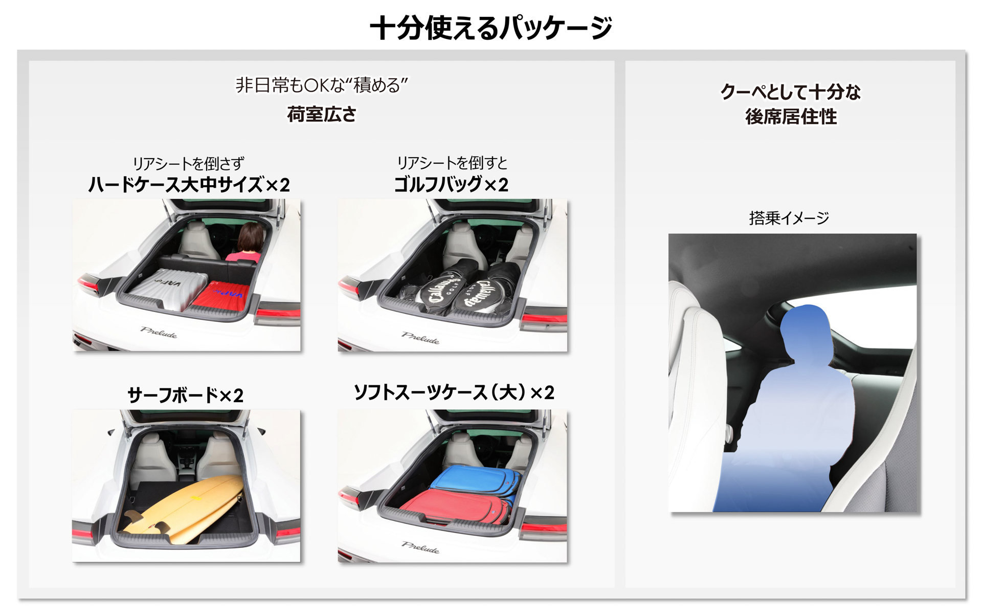 大きなラゲッジスペースと後席空間