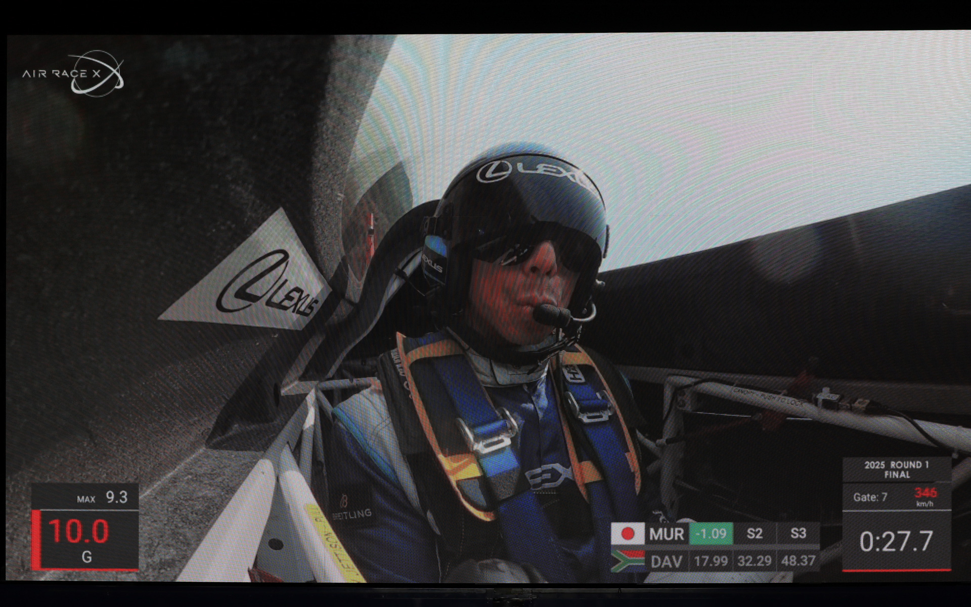 パブリックビューイングではふくしまスカイパークにデジタル技術でパイロンが合成されたレース映像が公開された