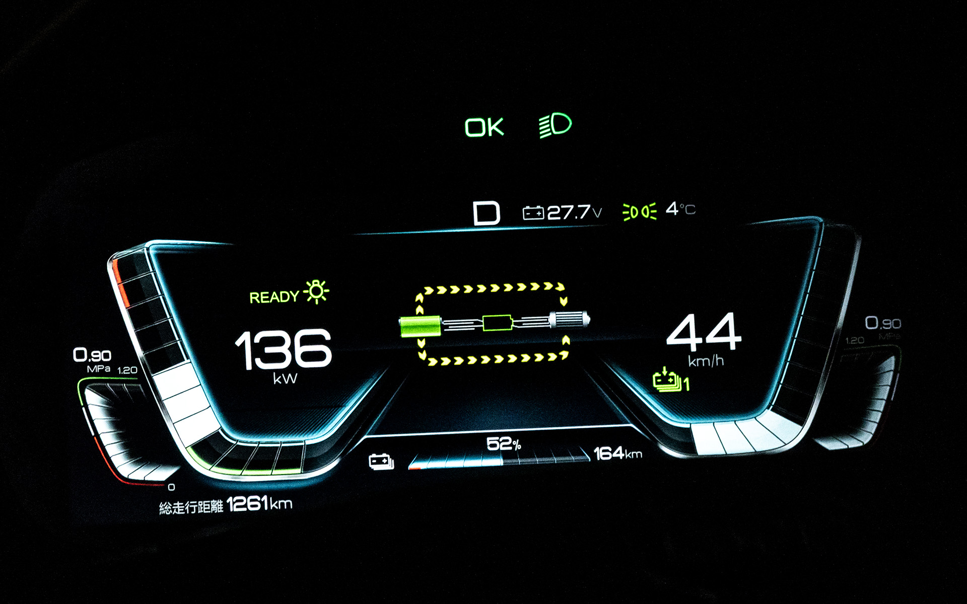 「立山トンネル電気バス」のメーターまわり