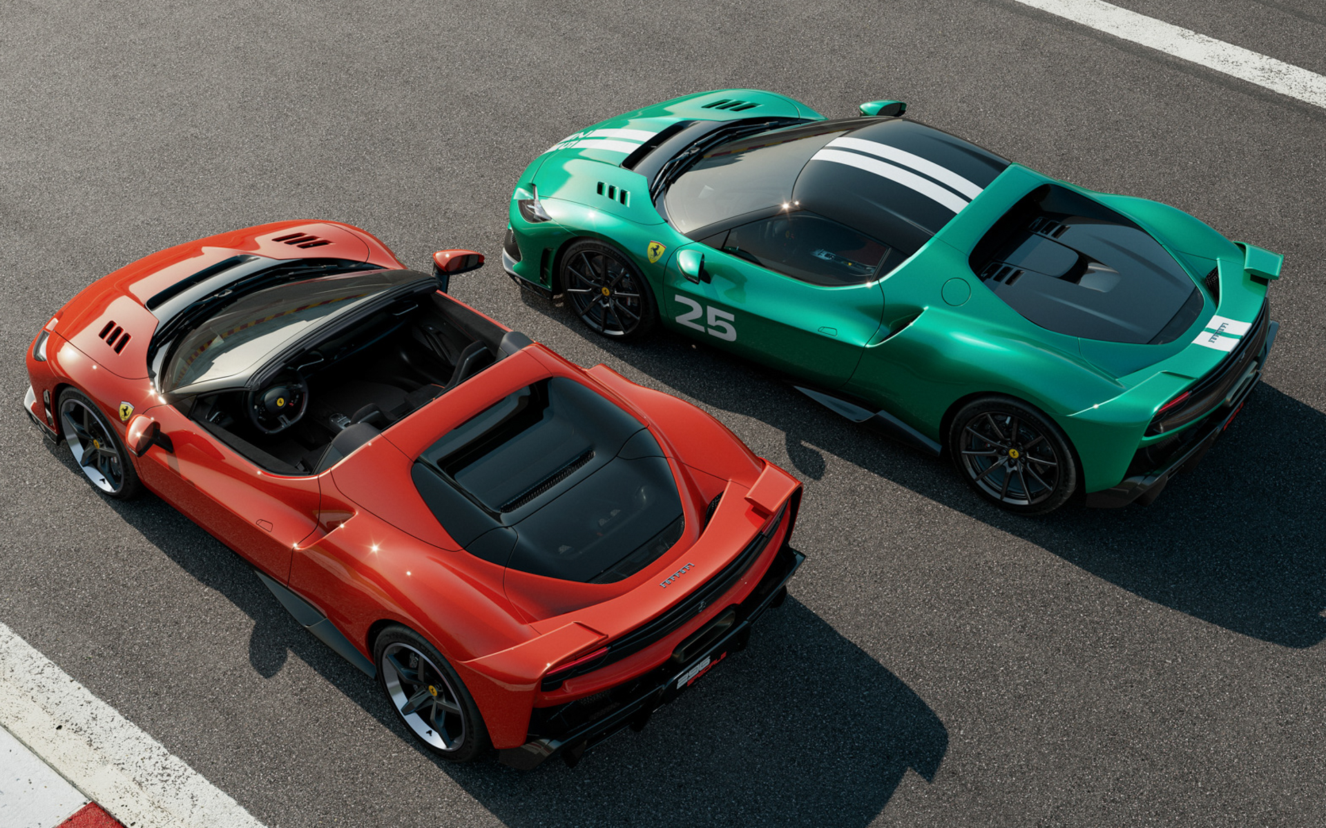 フェラーリ296GTBの特別仕様車「296スペチアーレ（奥）」「296スペチアーレA（手前）」