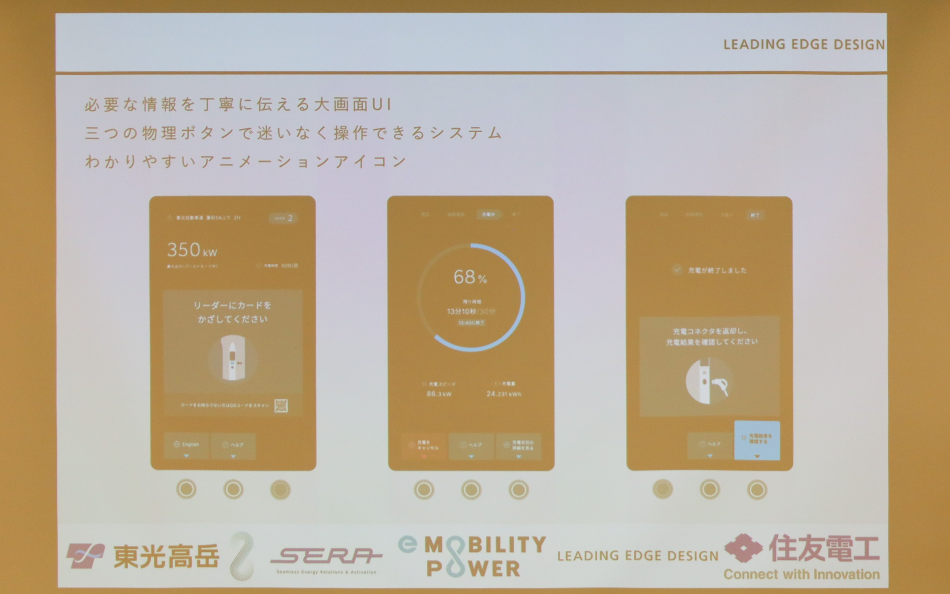 デザインやUIの特徴を紹介するスライド