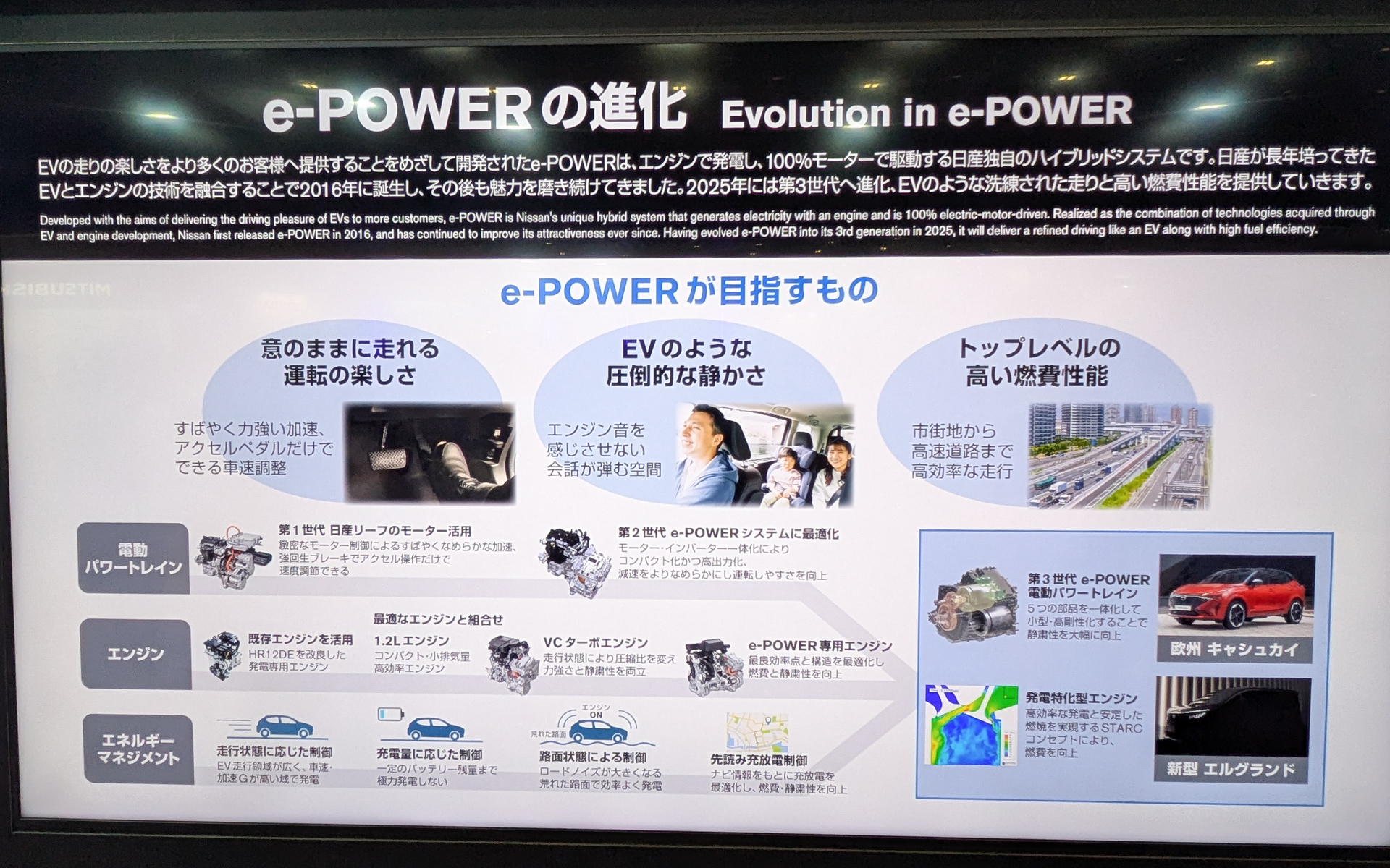 e-POWERの進化を学べるパネルも用意されている