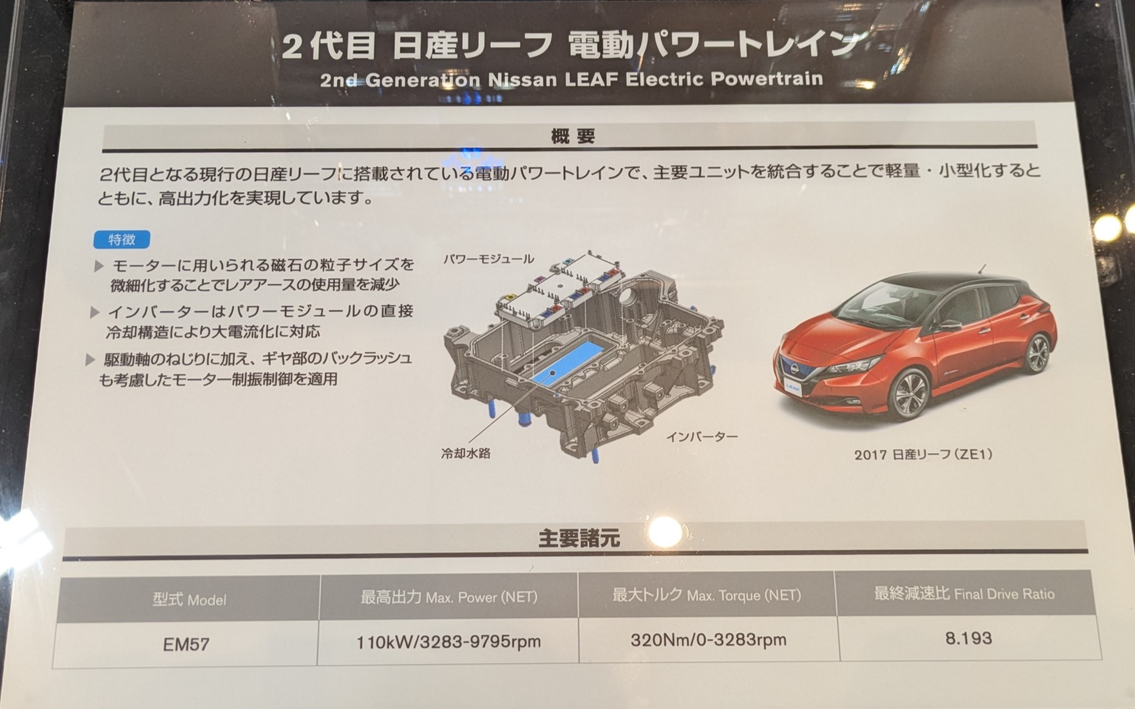 2代目リーフの電動パワートレーン（EM57）