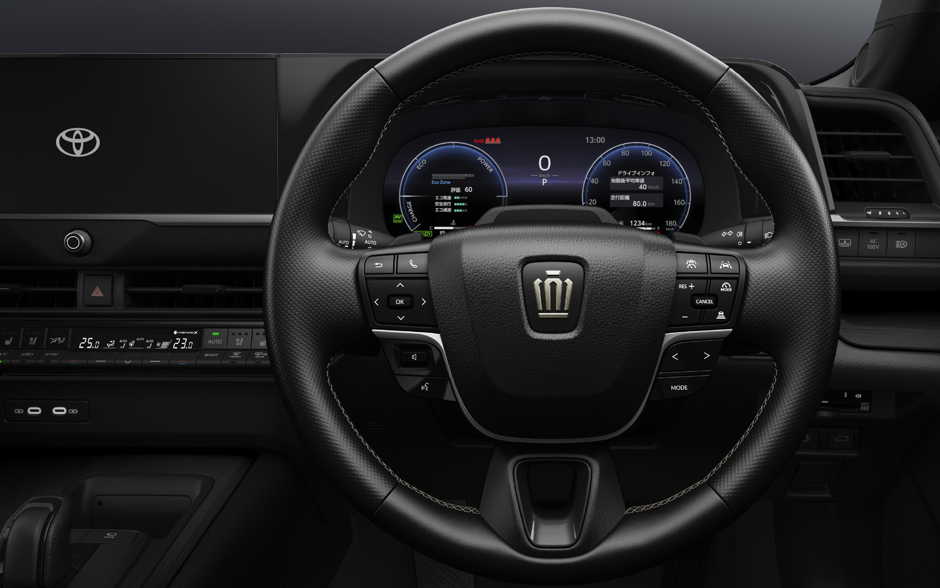 本革巻き3本スポークステアリングホイール（ステアリングスイッチ周辺［シルバー］＋スポーク［ダークグレーメタル］＋ステッチ［グレー／かがり縫い］＋ディンプル加工／ステアリングヒーター＋タッチセンサー付）