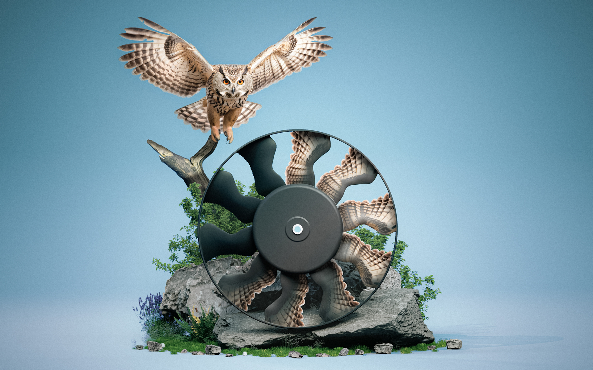 ファンブレードはギザギザ形状となっていて、フクロウのような静粛性を実現