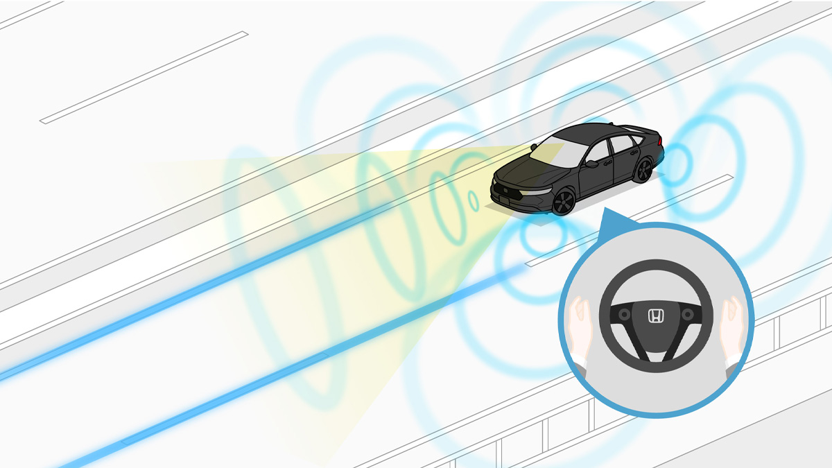 ハンズオフ機能付き高度車線内運転支援機能のイメージイラスト