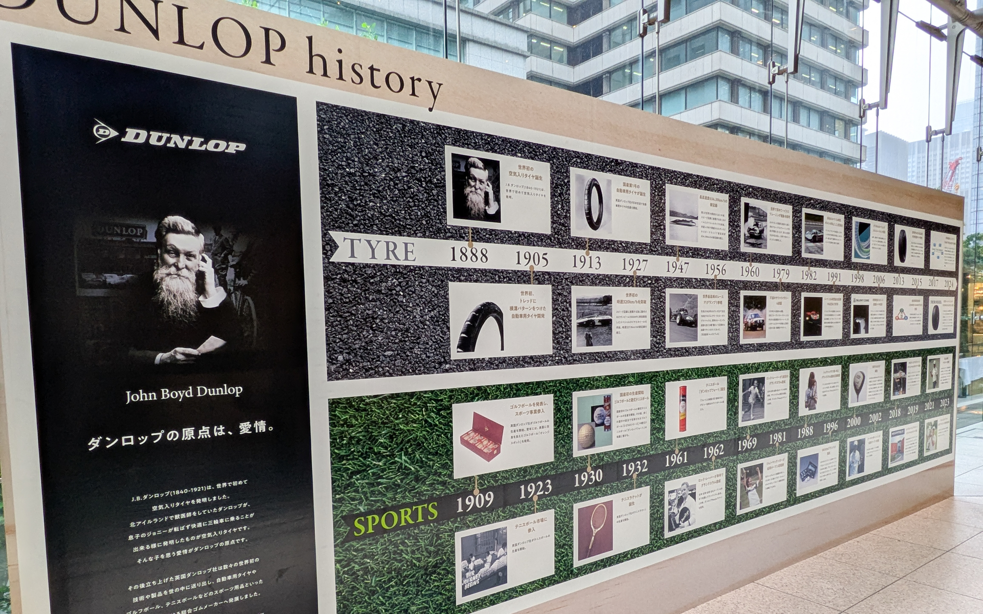 ダンロップの歴史が分かるボード