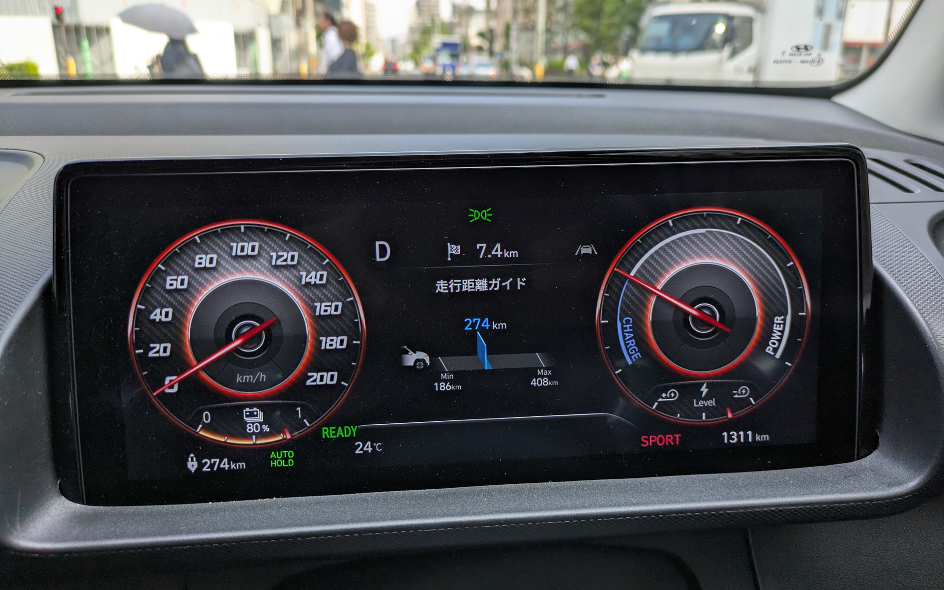 スポーツモードの画面