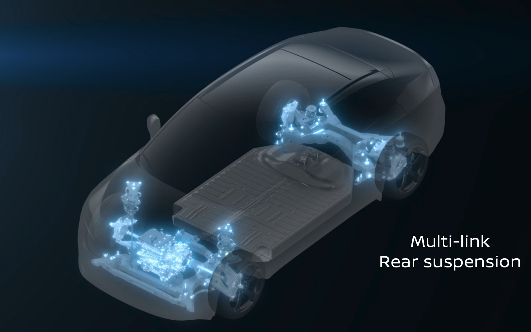 新型リーフのリアサスペンションはマルチリンク式を採用