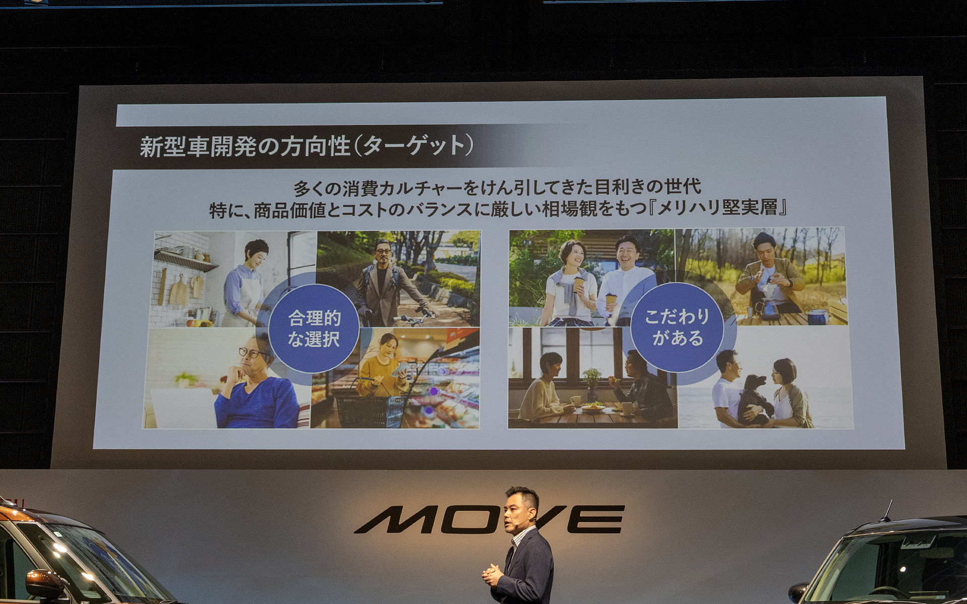 新型ムーヴを開発するうえで開発陣がターゲットとしたのが、これまで多くの消費カルチャーを経験し、商品の選択に合理性とこだわりを持つ目利きの世代だ