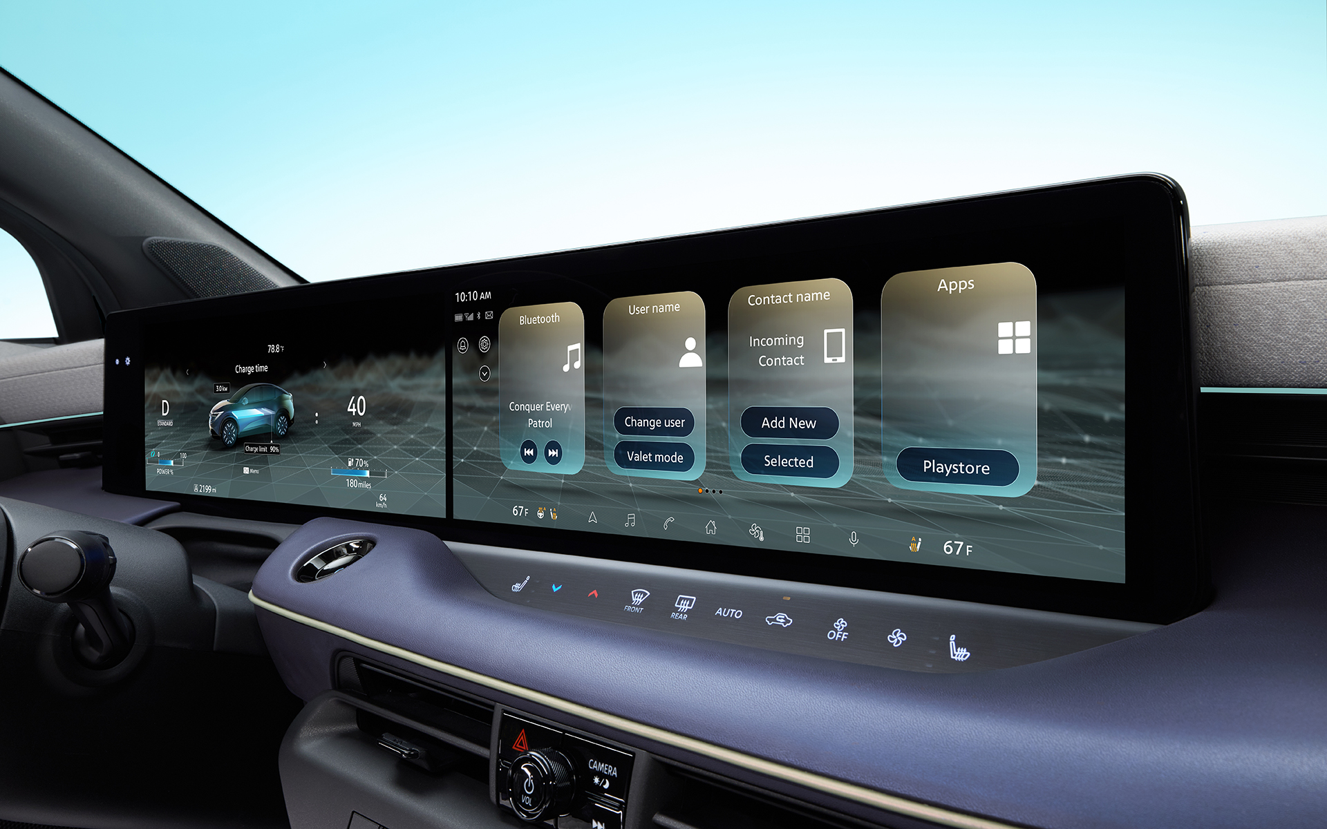 12.3インチおよび14.3インチのデュアルスクリーンを統合したモノリススタイルのデザインを採用