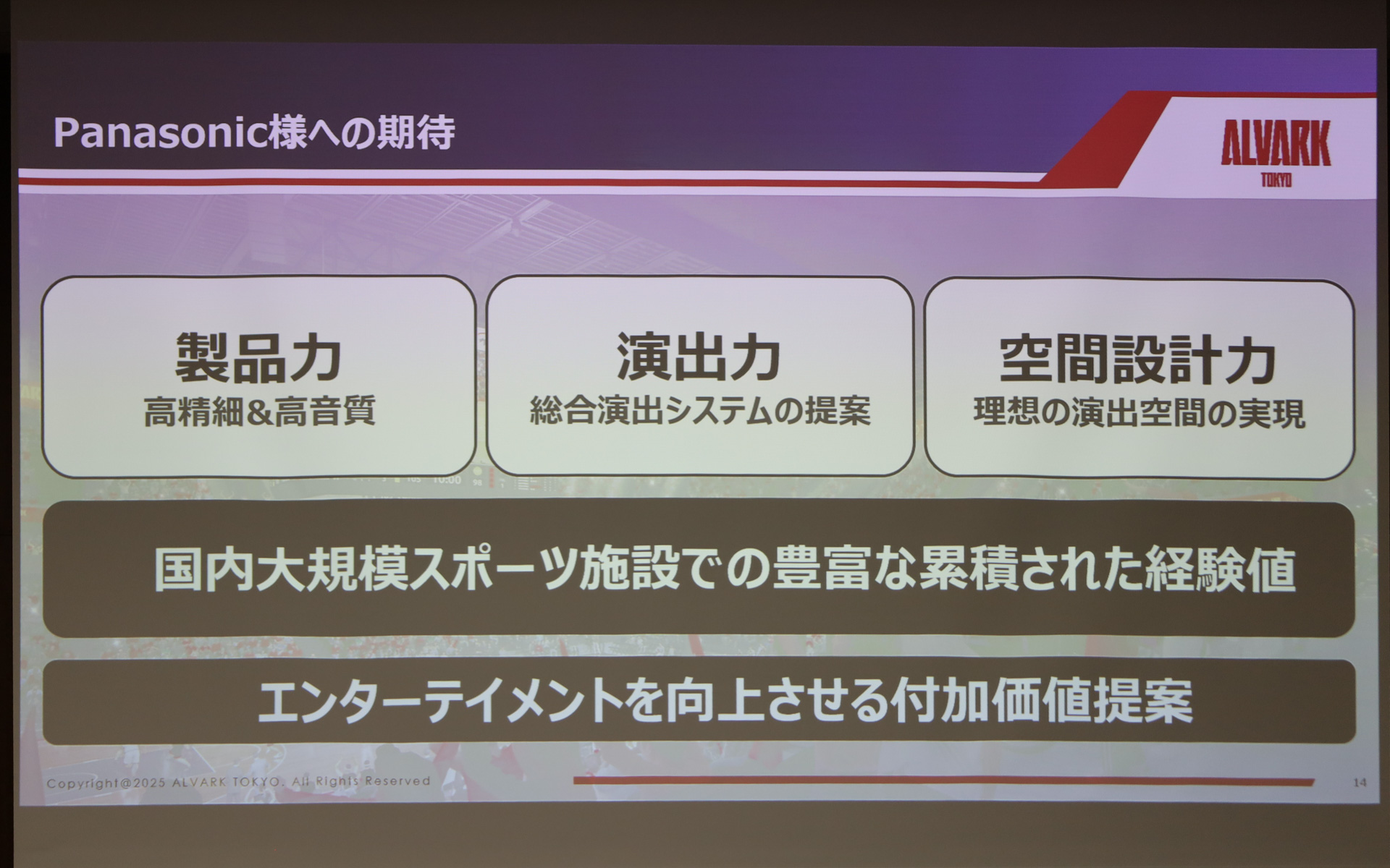 トヨタアルバルク東京が東京・青海に2025年秋に開業する新アリーナ「TOYOTA ARENA TOKYO」で目指すものを紹介するスライド