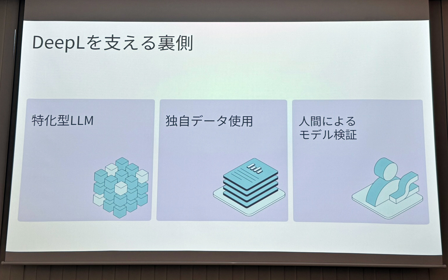 DeepLジャパン合同会社 エンタープライズ営業本部 第二営業部 部長の吉岡大地氏が示したプレゼンテーション資料