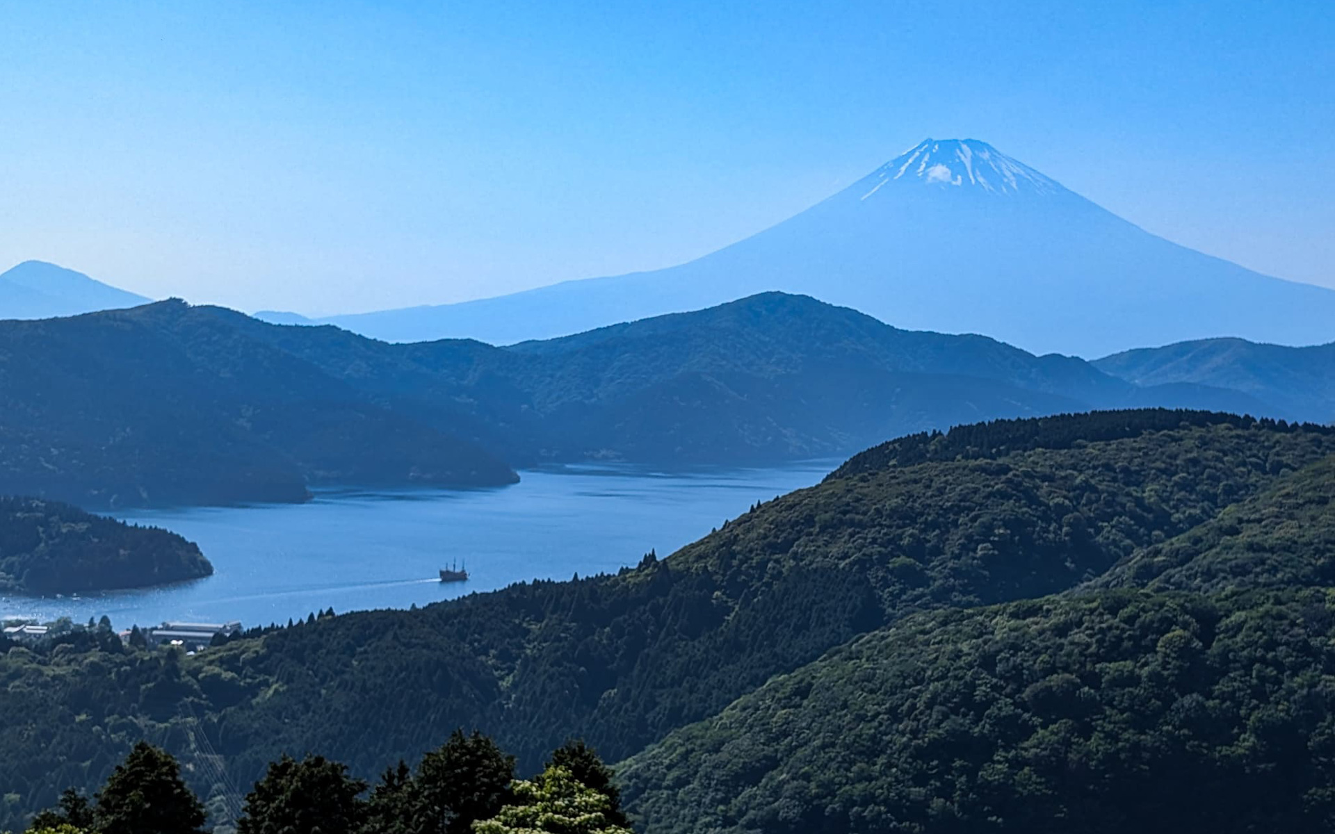 大観山展望台からの芦ノ湖と富士山