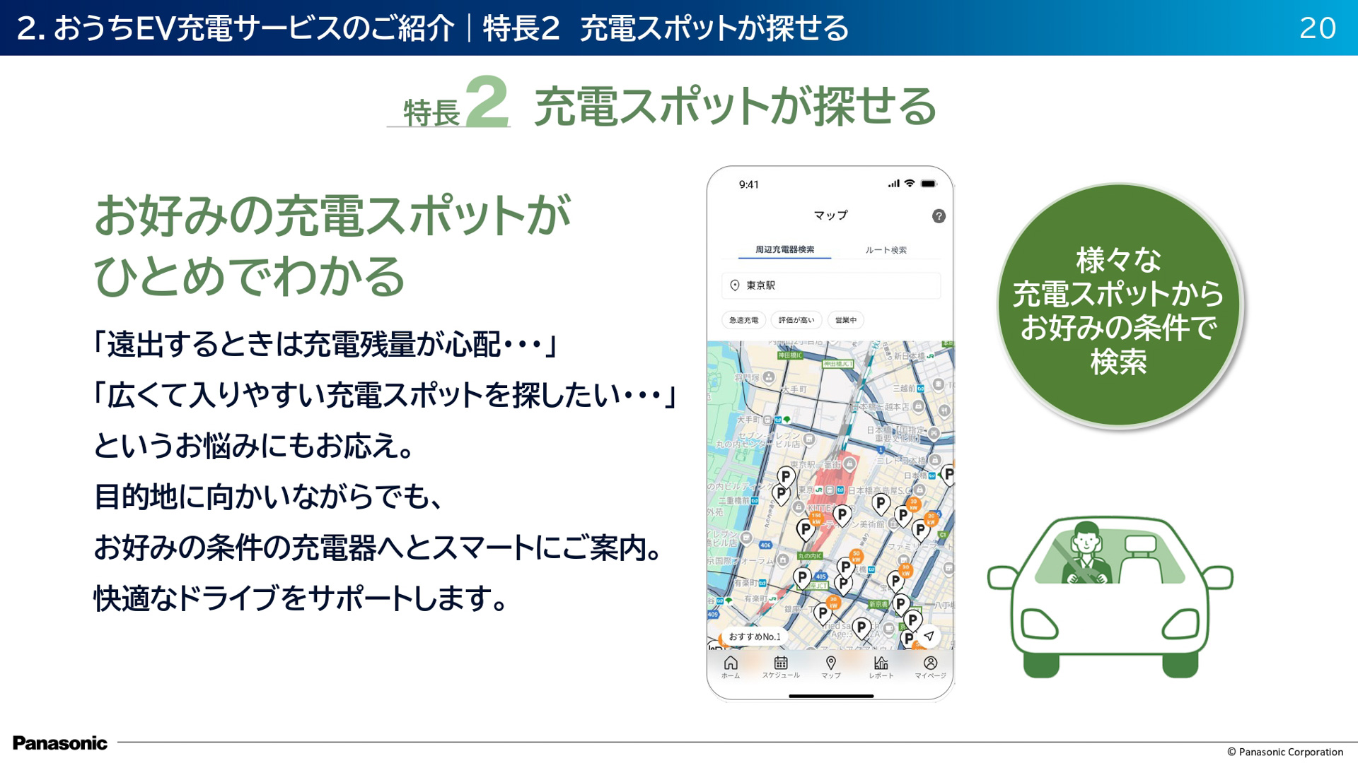 おうちEV充電サービスの紹介スライド