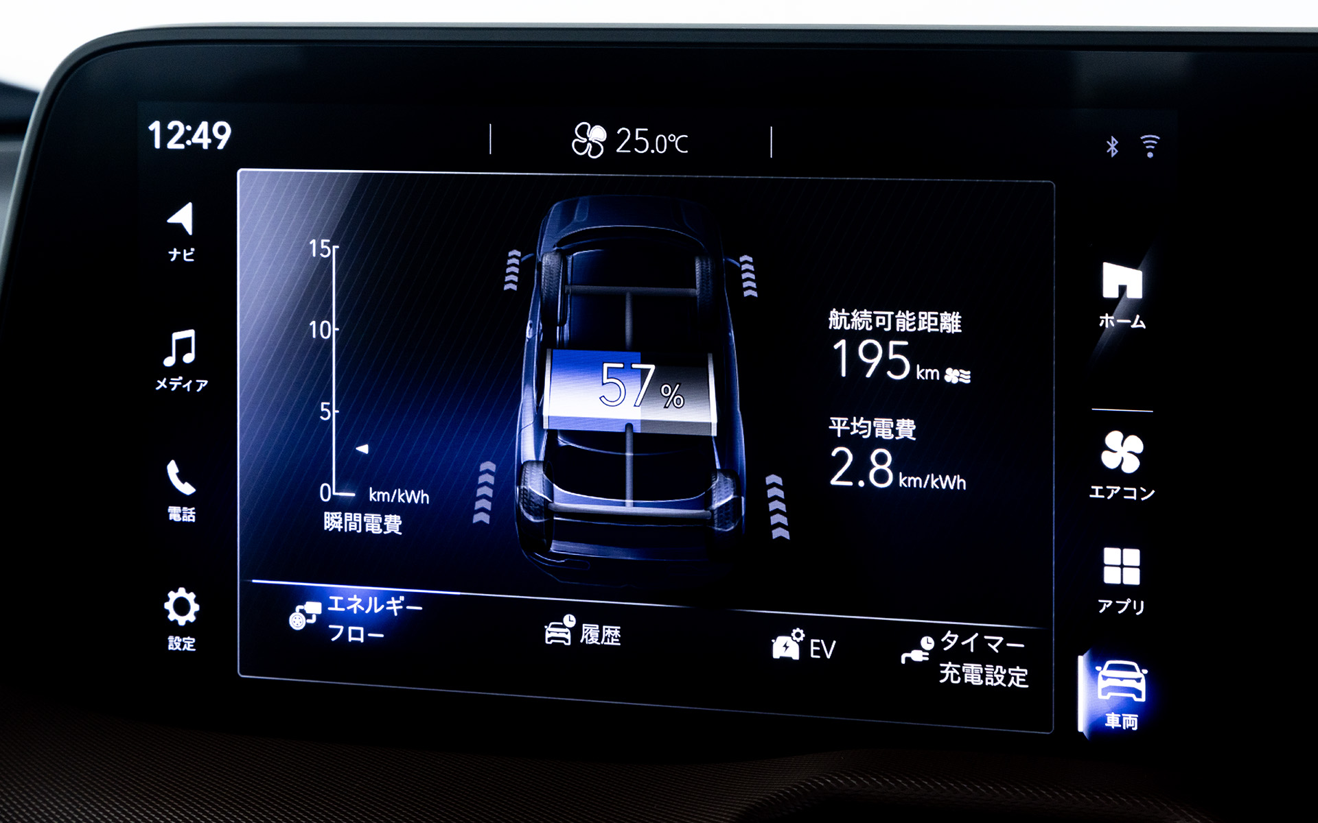 センターディスプレイではさまざまな情報の表示や設定が可能。音声認識にも対応する