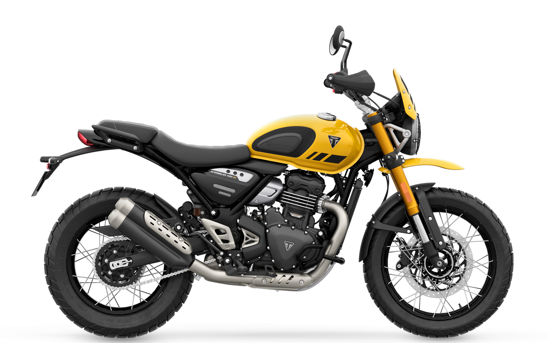 2026年モデルの新型「SCRAMBLER 400 XC」（レーシングイエロー）