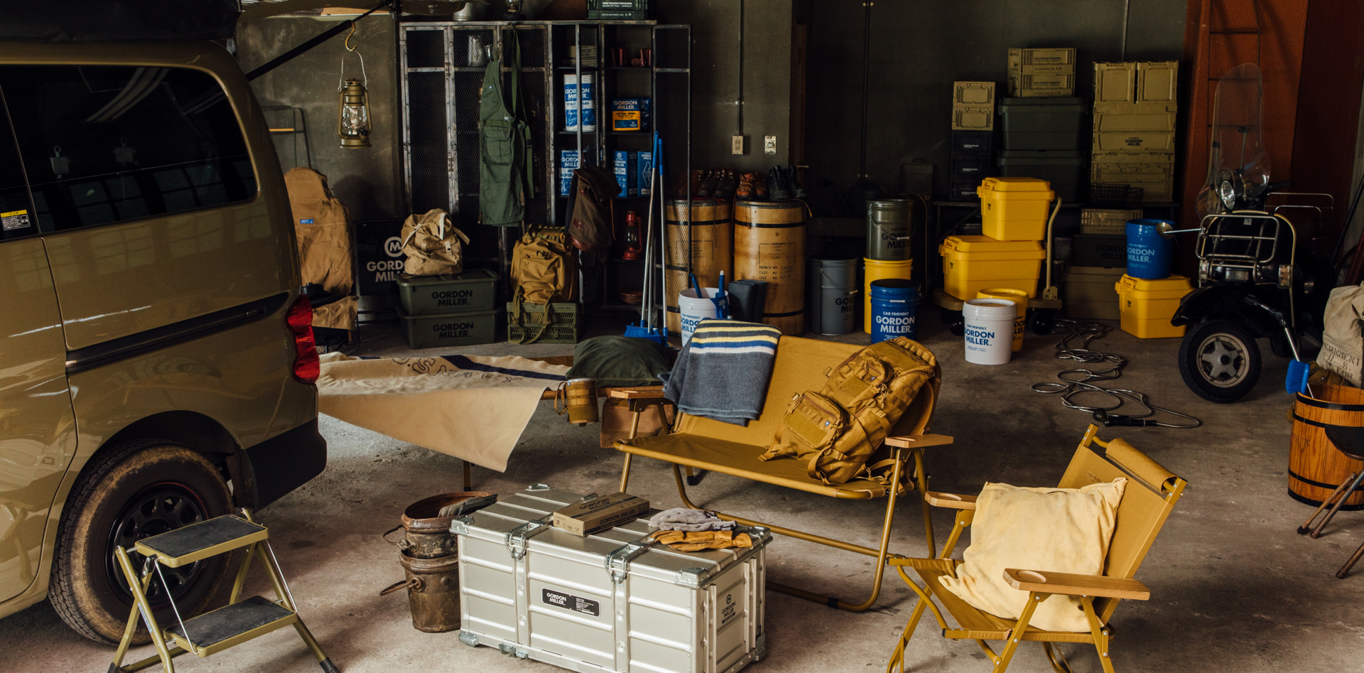 オートバックスセブンが展開しているガレージライフスタイルブランド「ゴードンミラー」からはアウトドアテイストなアイテムが多数ラインアップされている