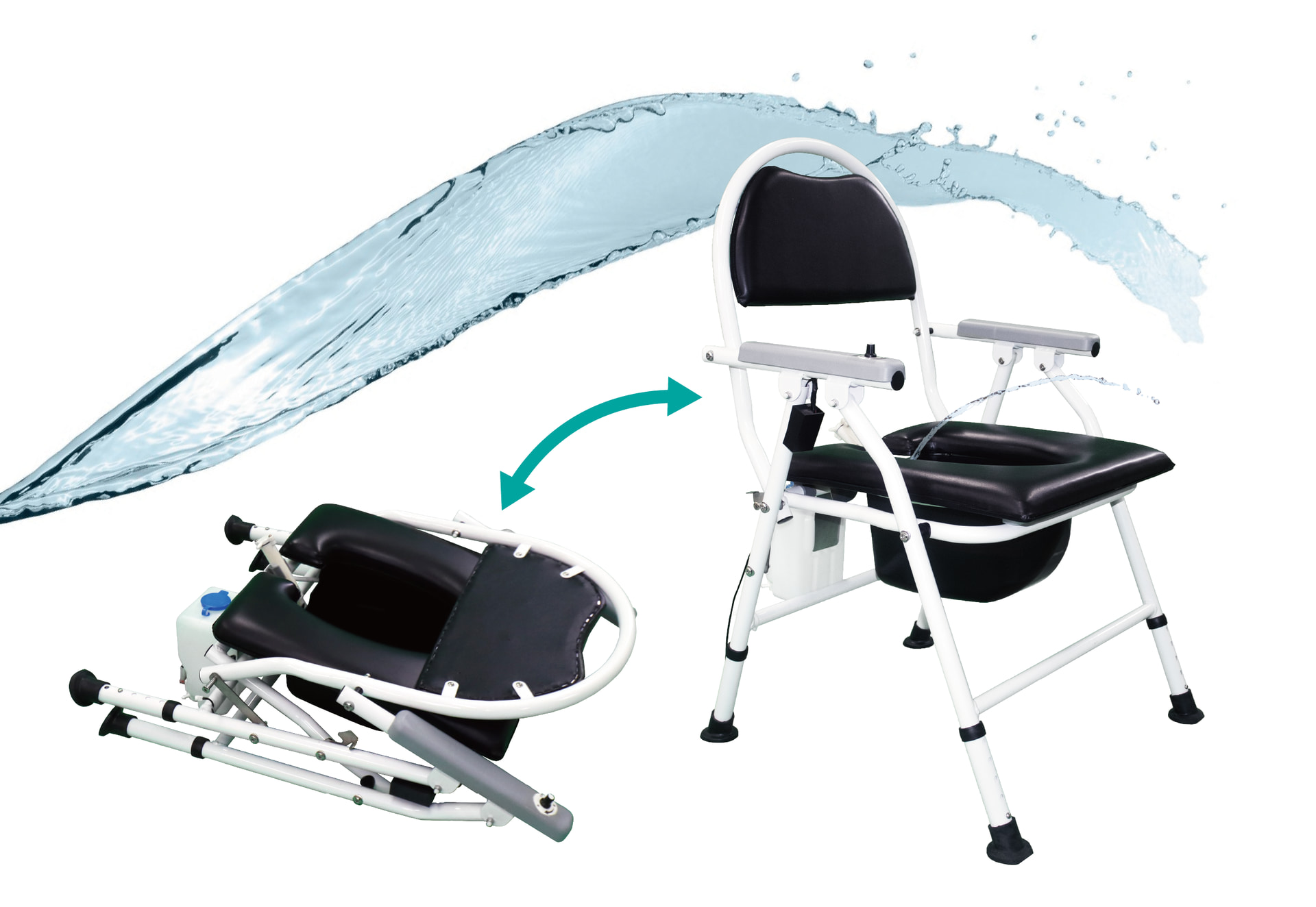 最新の簡易トイレも展示する