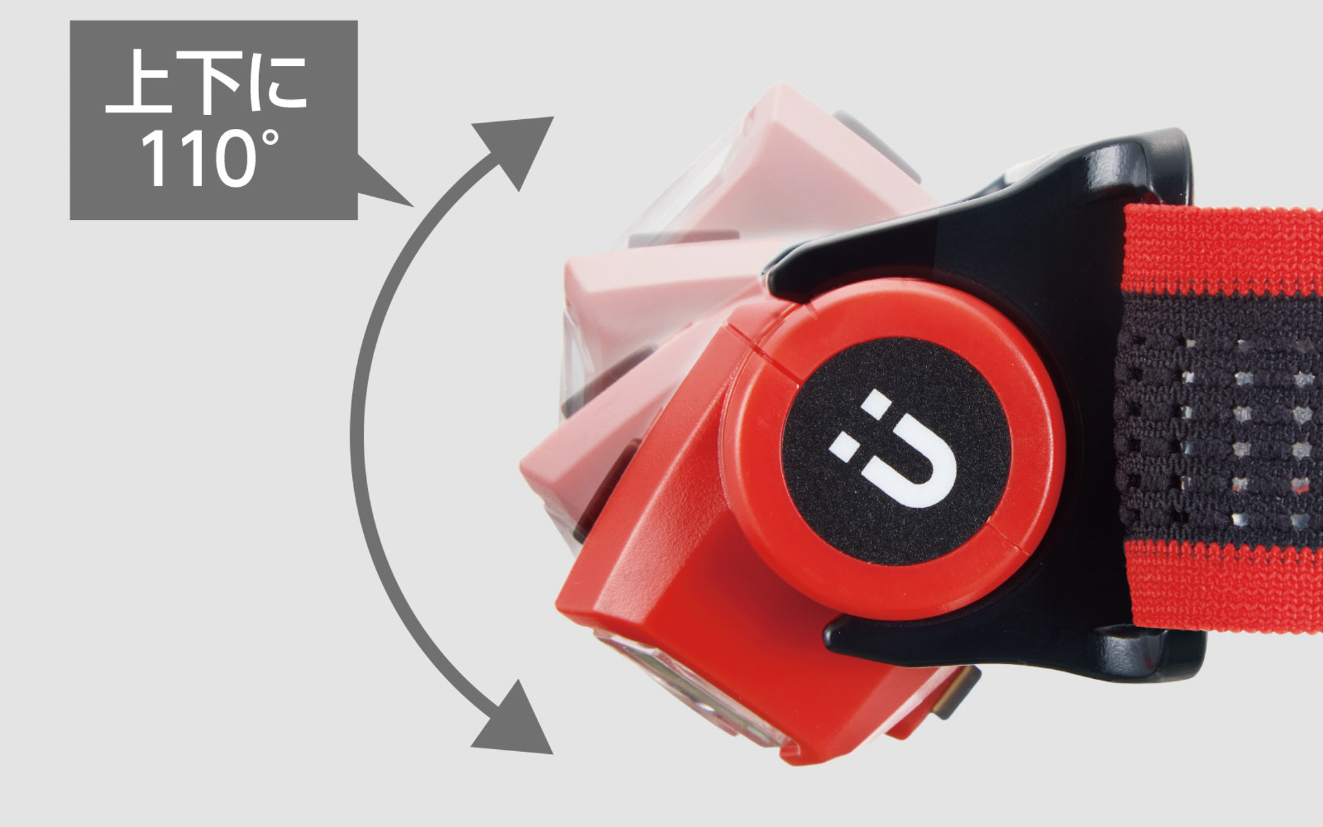 ライトの角度は上下に110度の範囲で調整可能