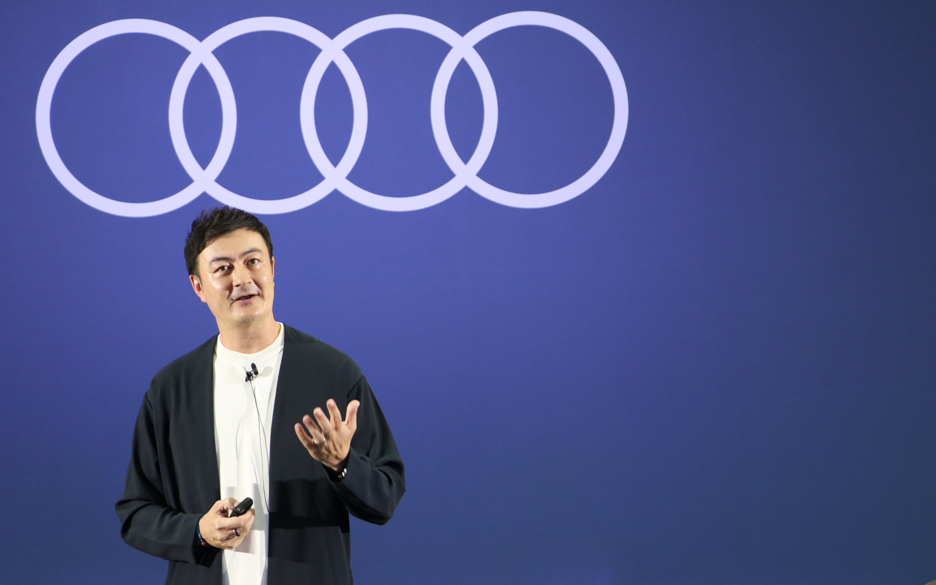 フォルクスワーゲン グループ ジャパン株式会社 代表取締役社長 兼 アウディ ブランドディレクター マティアス・シェーパース氏。あいさつでは今年で就任5年目を迎えたことにも触れていた