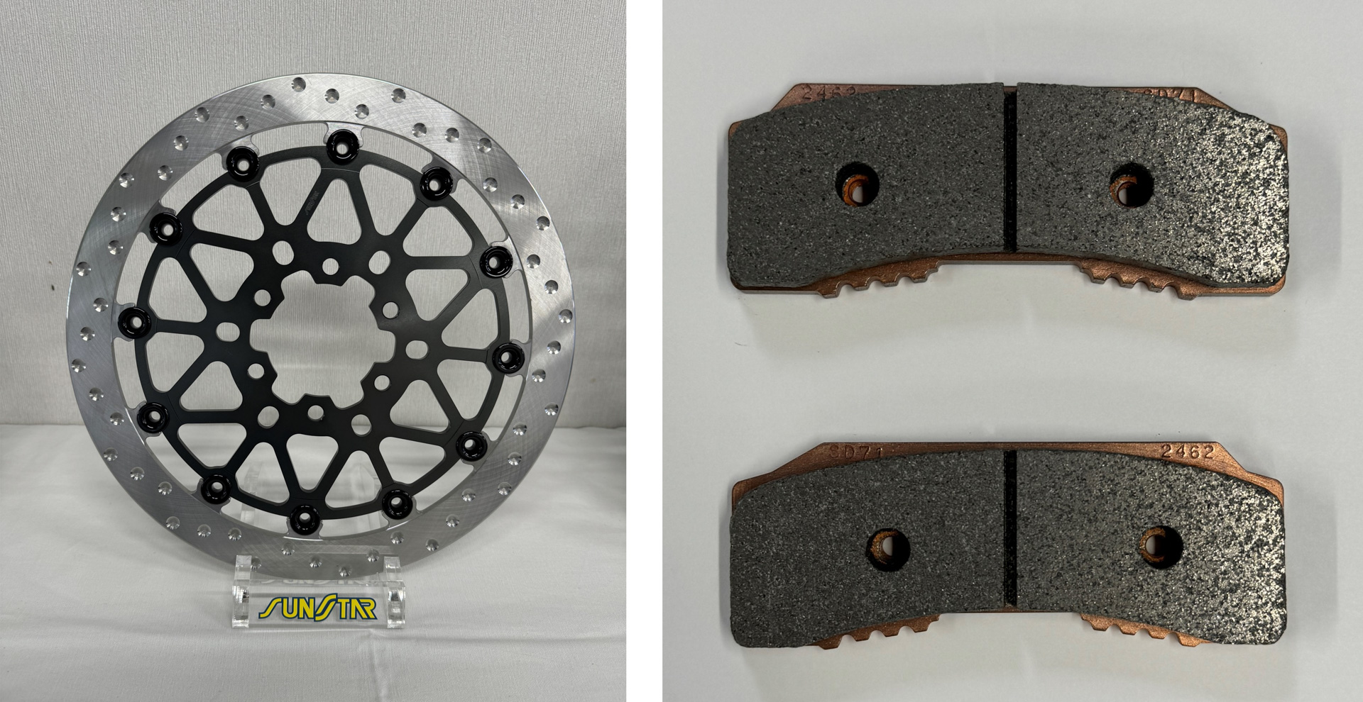 サンスターの熱処理廃止鉄製ブレーキディスクとローダストブレーキパッド