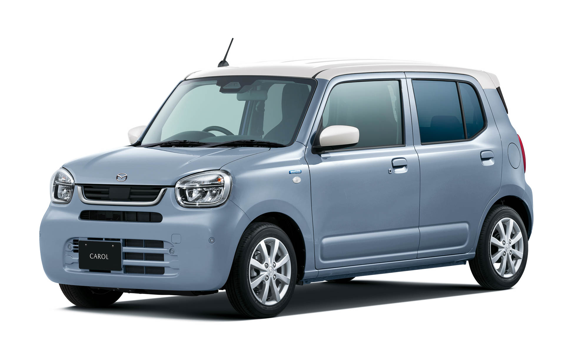 マツダ「キャロル HYBRID G」（2WD）フォギーブルーパールメタリック2トーンカラー（ベージュルーフ）