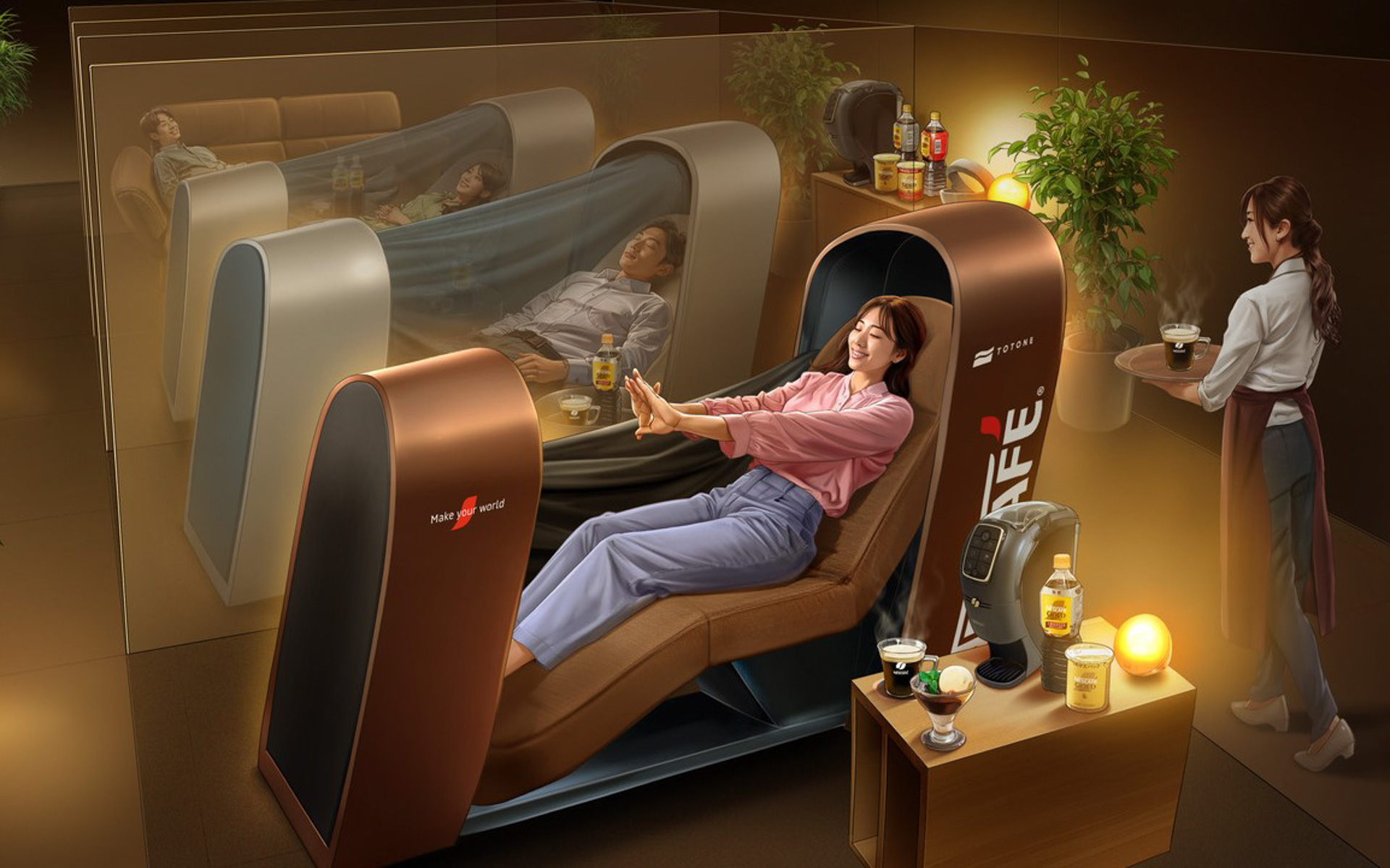 「ネスカフェ 睡眠カフェ in 原宿」（東京都渋谷区）に「TOTONE」を設置するイベント「ネスカフェ 睡眠カフェ×TOTONEでコーヒーナップ」を2025年8月19日から期間限定で開催