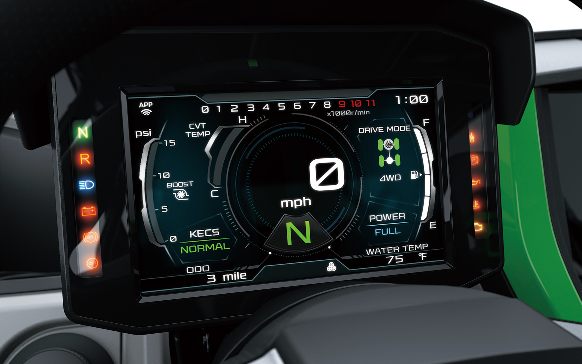 7インチのハイグレードフルカラーTFT液晶ディスプレイを搭載