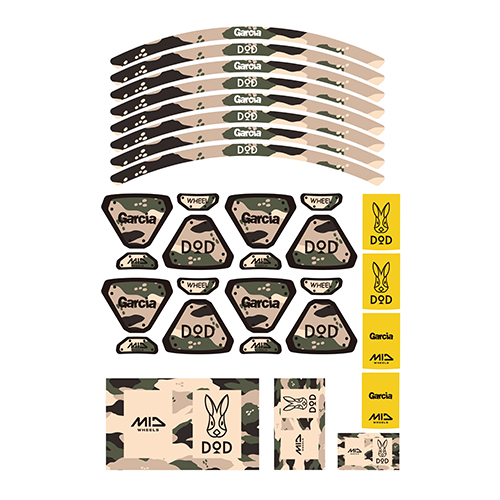 DODのホイールには「ウサカモ柄」モチーフのオリジナルステッカーが付属していて、自分好みに仕上げられるのもポイントだ