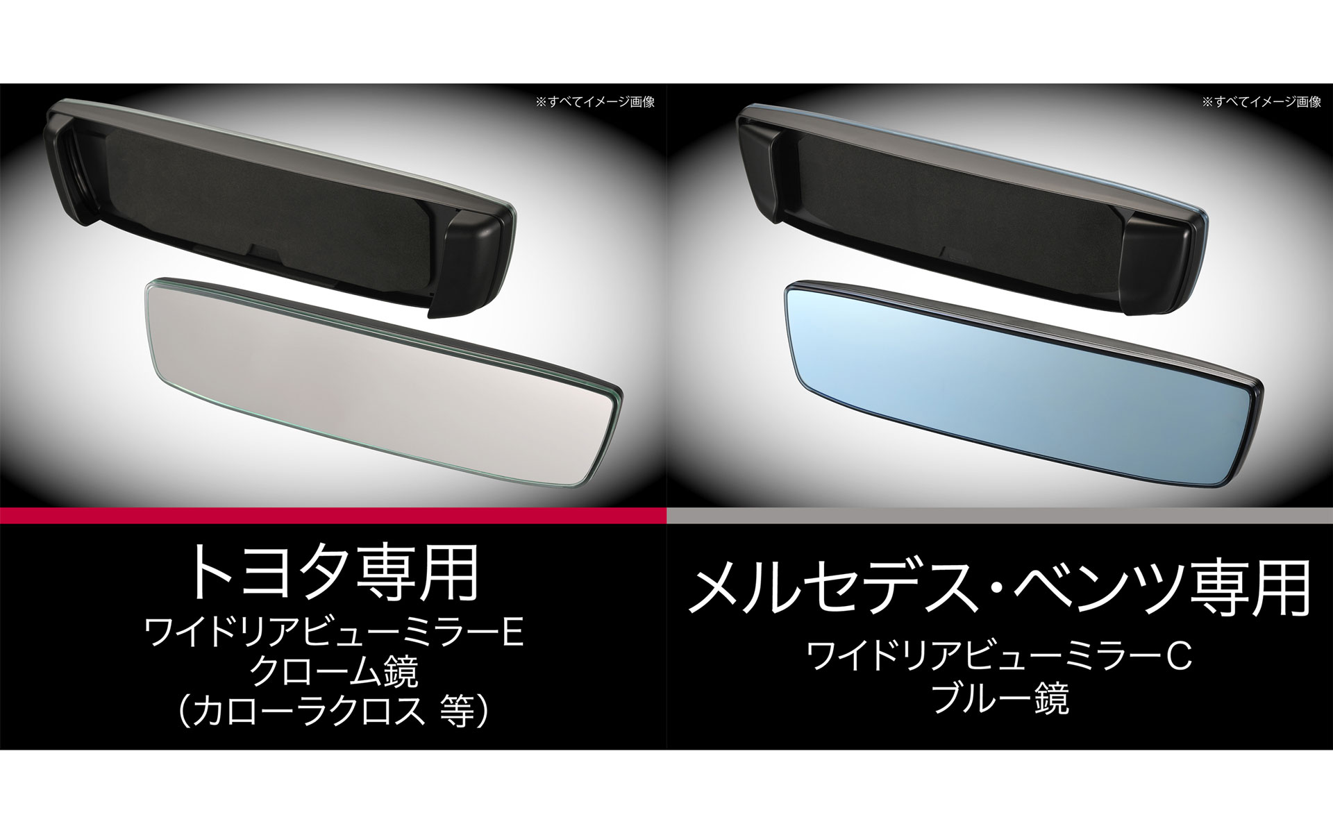 車種専用後付けワイドルームミラー2種を発売