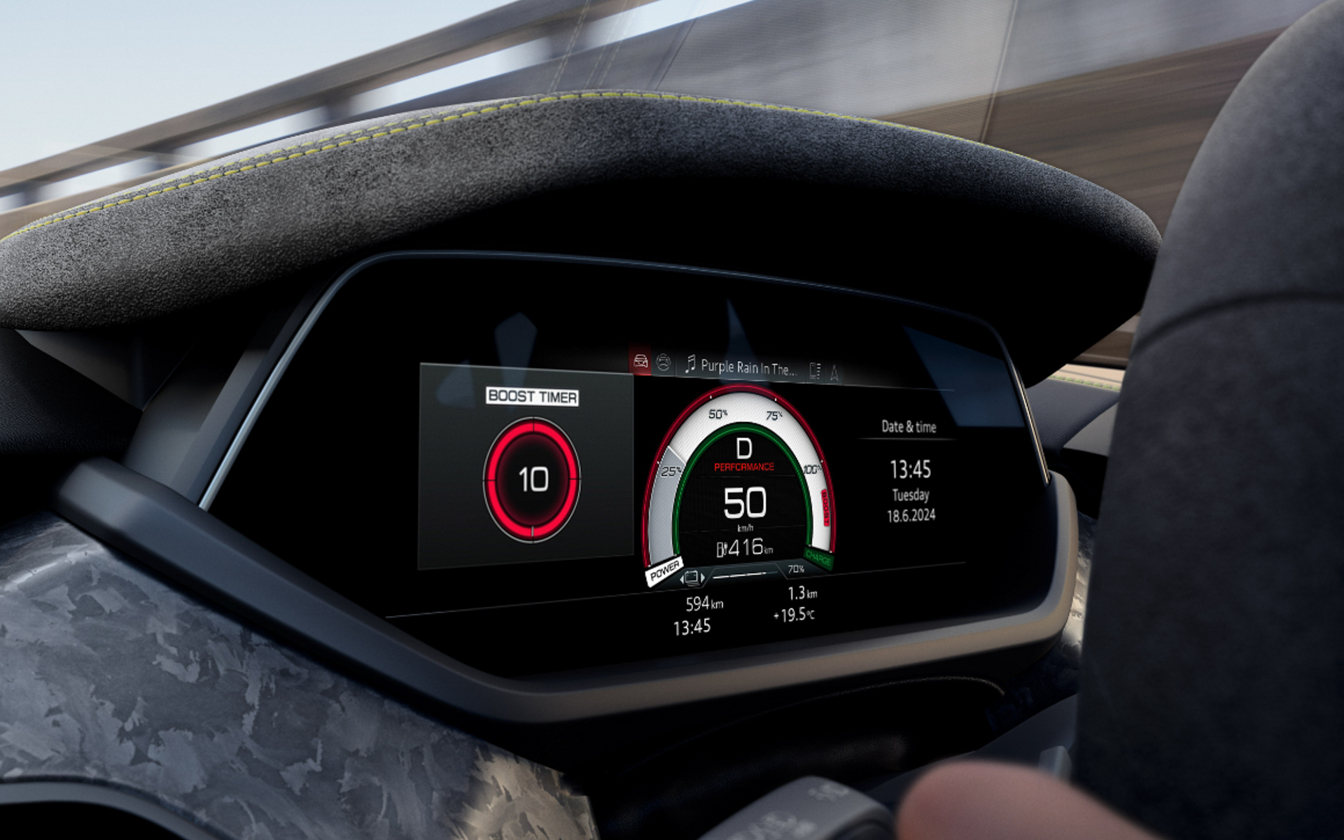 アウディバーチャルコックピットプラスにより12.3インチの液晶パネルにはいろいろな情報が表示される