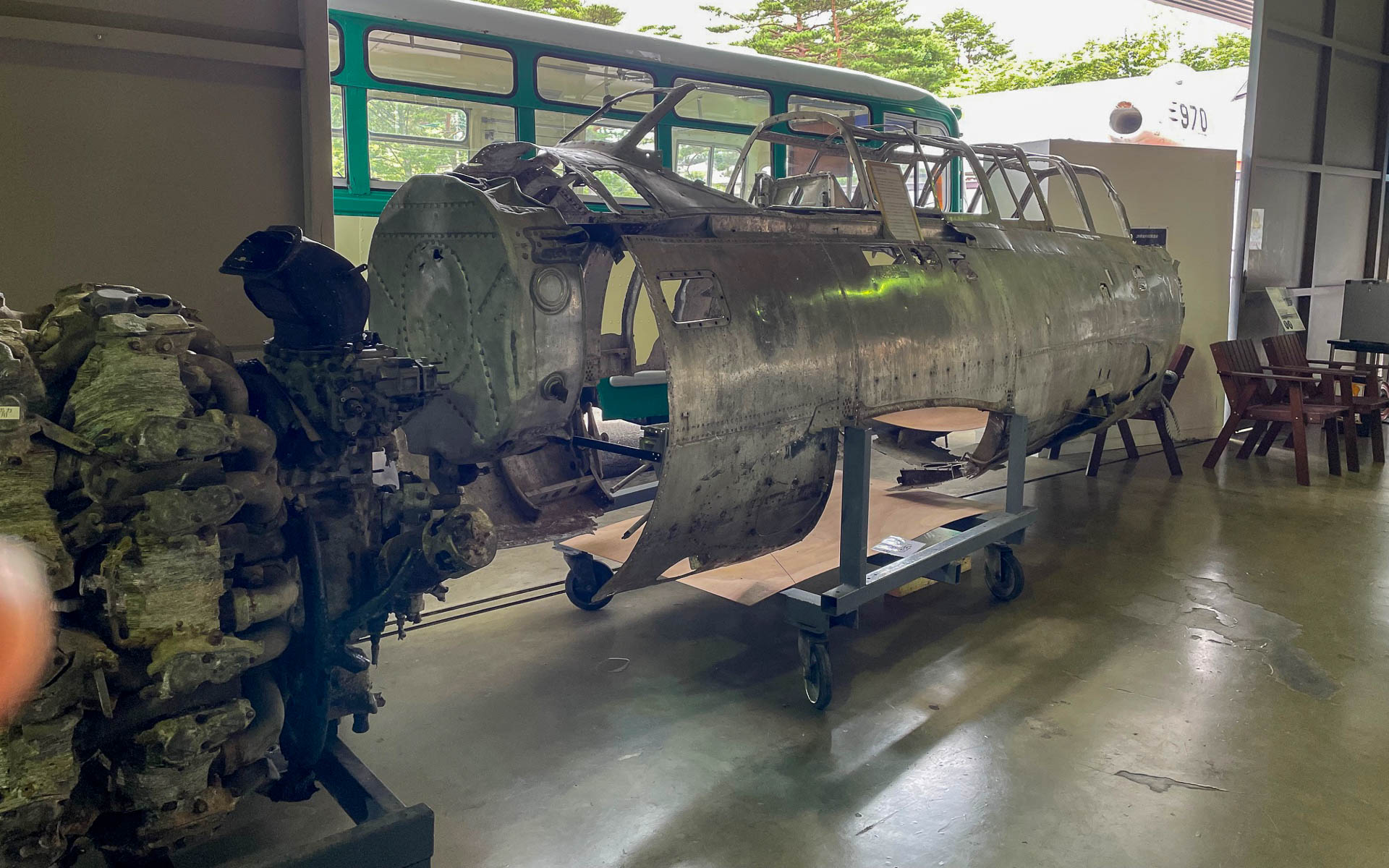 2021年の彩雲。程度がよいと聞いていたが、素人にはジェラルミンの塊にしか見えなかった。辛うじて風防の形から彩雲と分かっただけだ