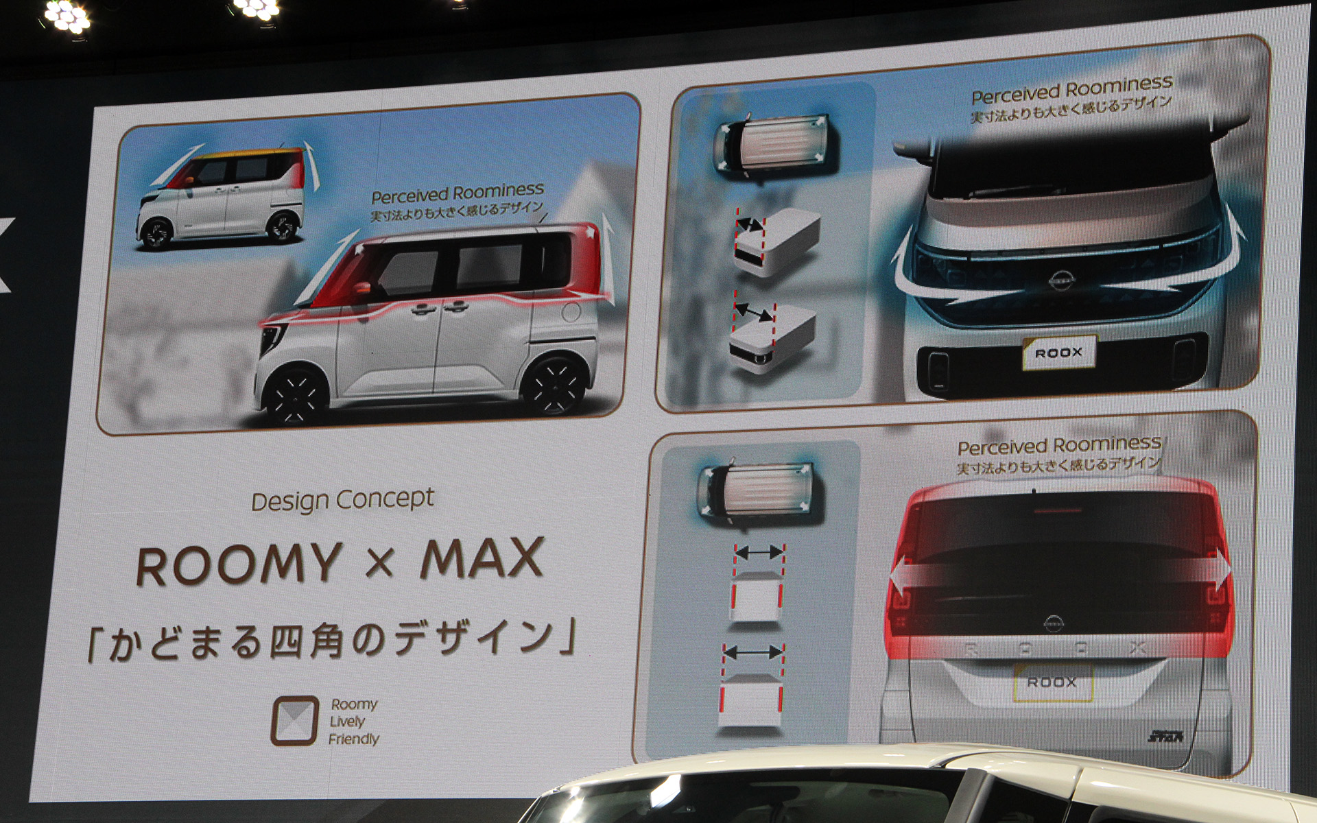 新型ルークスでは「かどまる四角のデザイン」を随所に取り入れた