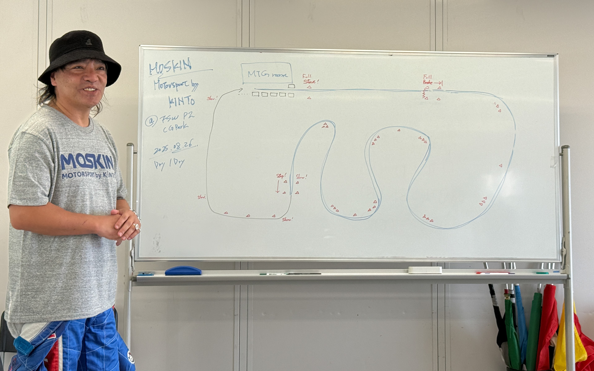 富士スピードウェイにあるP2駐車場「CGパーク」を会場に、30度バンクが存在した富士スピードウェイをイメージしたコースレイアウトを採用したという