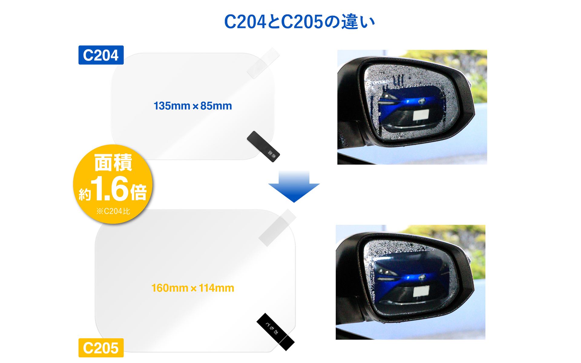 ゼロワイパー フィルムタイプ　サイドミラー用　Lサイズ（C205）