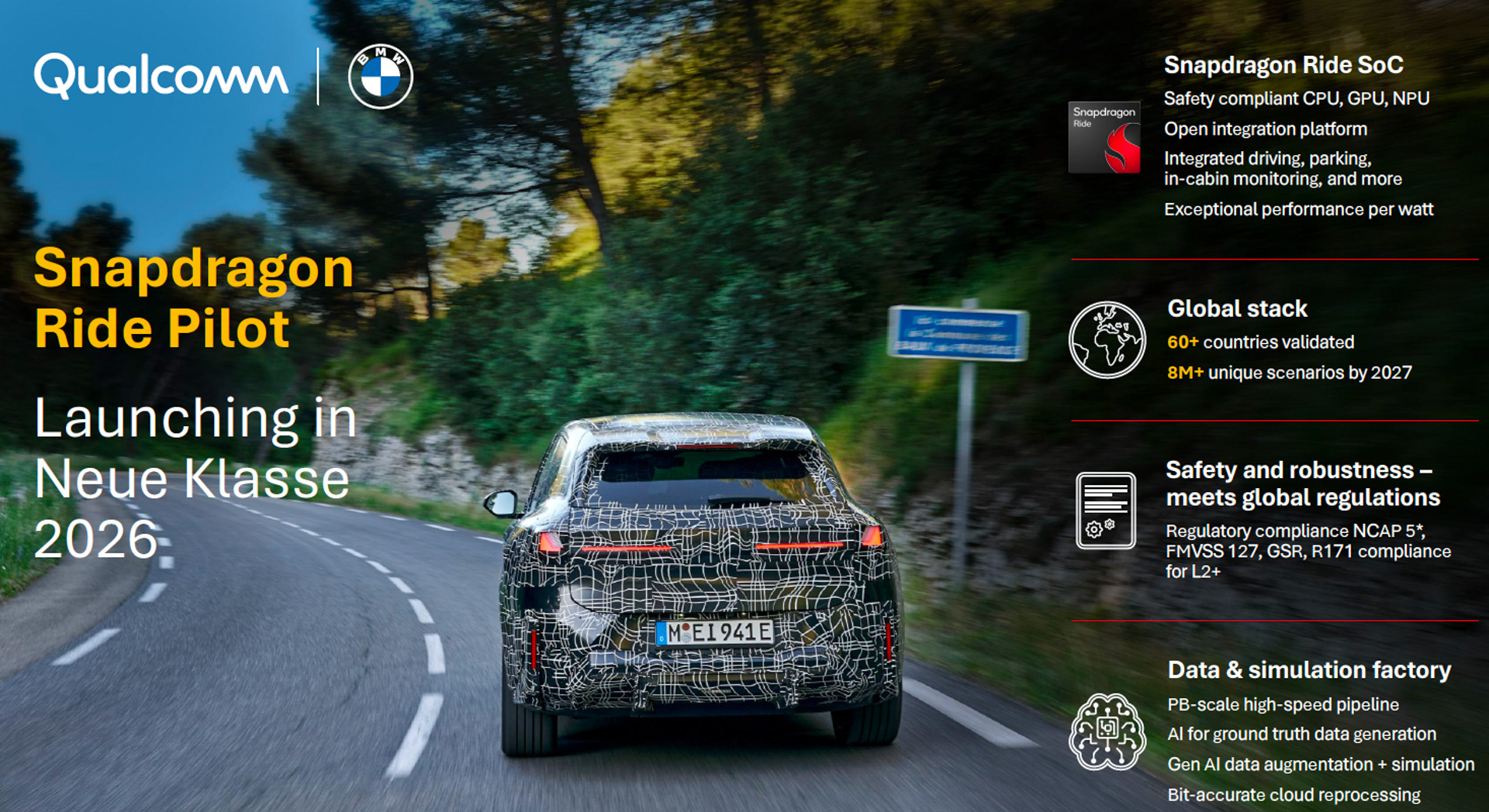 BMWは、新型「iX3」にクアルコムの自動運転ソリューション「Snapdragon Ride Pilot」を採用した