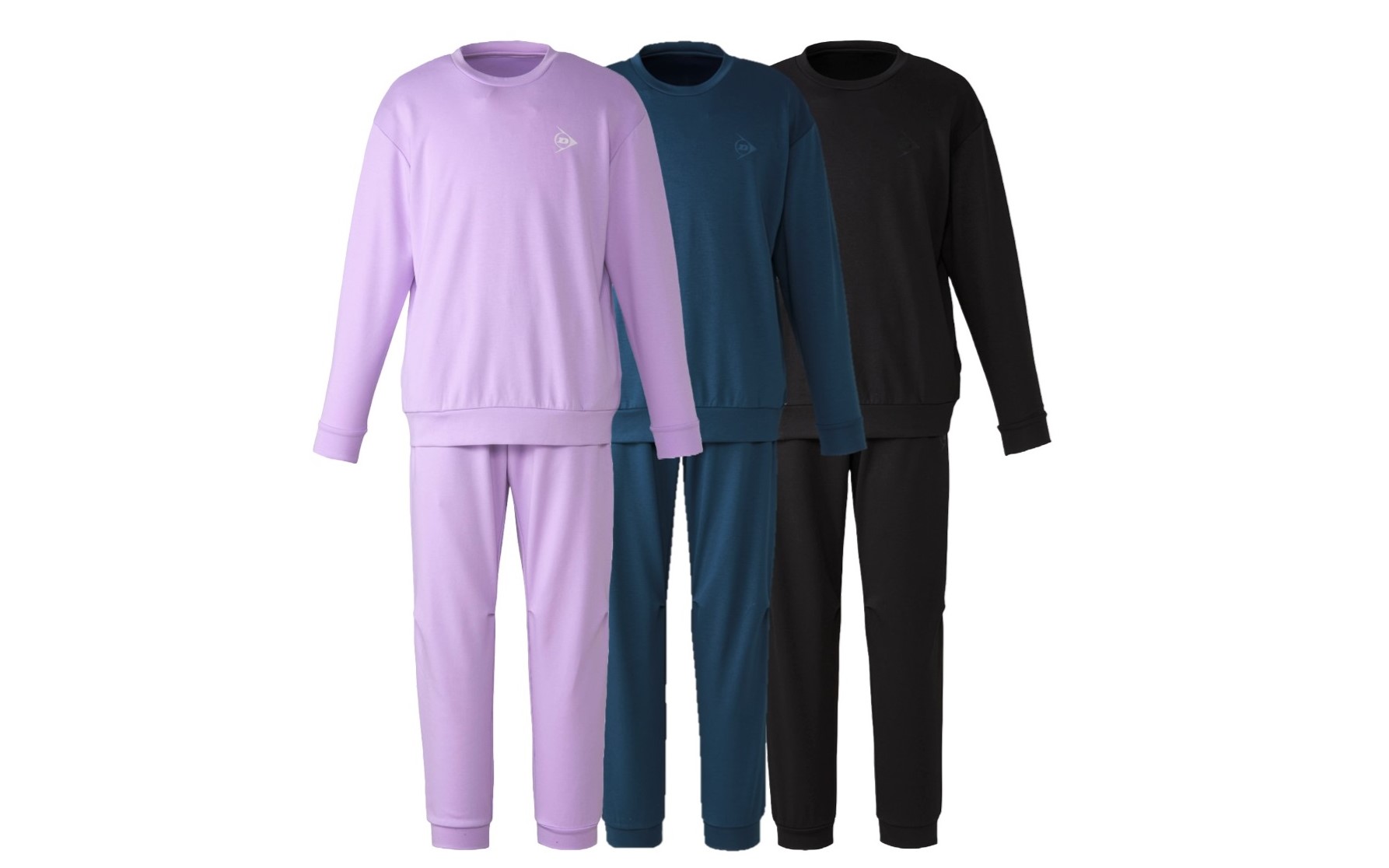 リカバリーウエア設定サイズはS、M、L、LLサイズの4サイズ（男女兼用）。カラーはラベンダー、ダークブルー、ブラックの3色