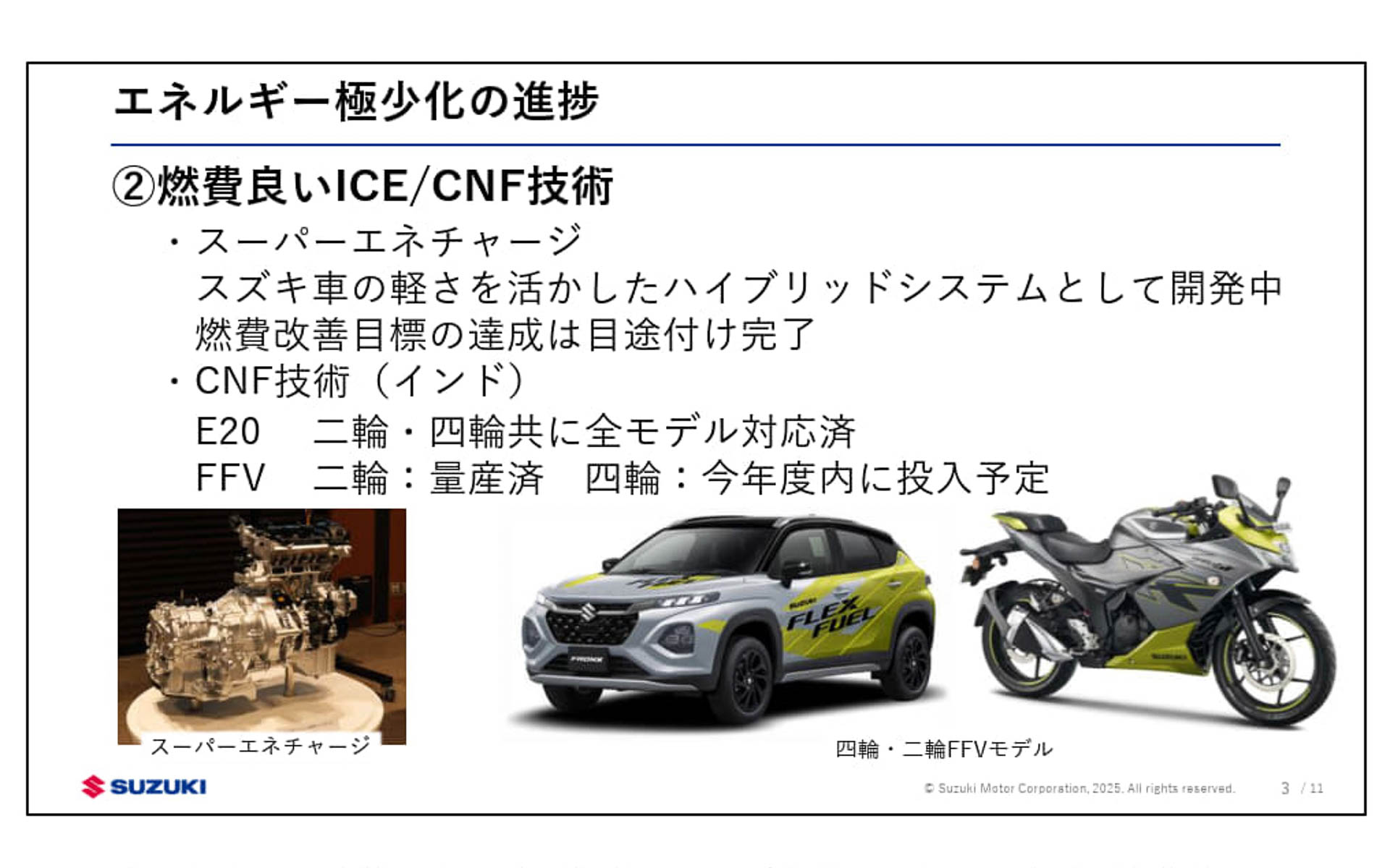 エネルギー極少化の柱の1つ、燃費のよいICE/CNF技術