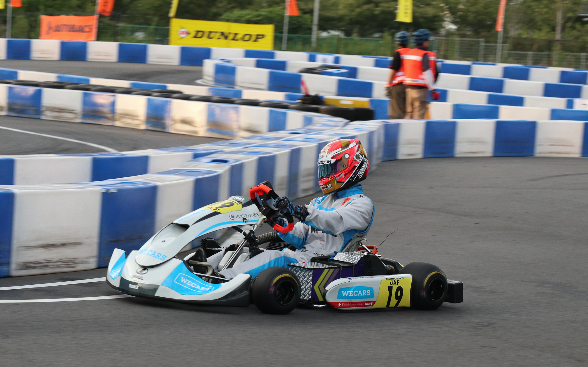 JAF全日本カート選手権 EV部門 第5戦・第6戦の両レースで優勝したゼッケン19番 三村壮太郎選手（ITOCHU ENEX WECARS TEAM IMPUL）