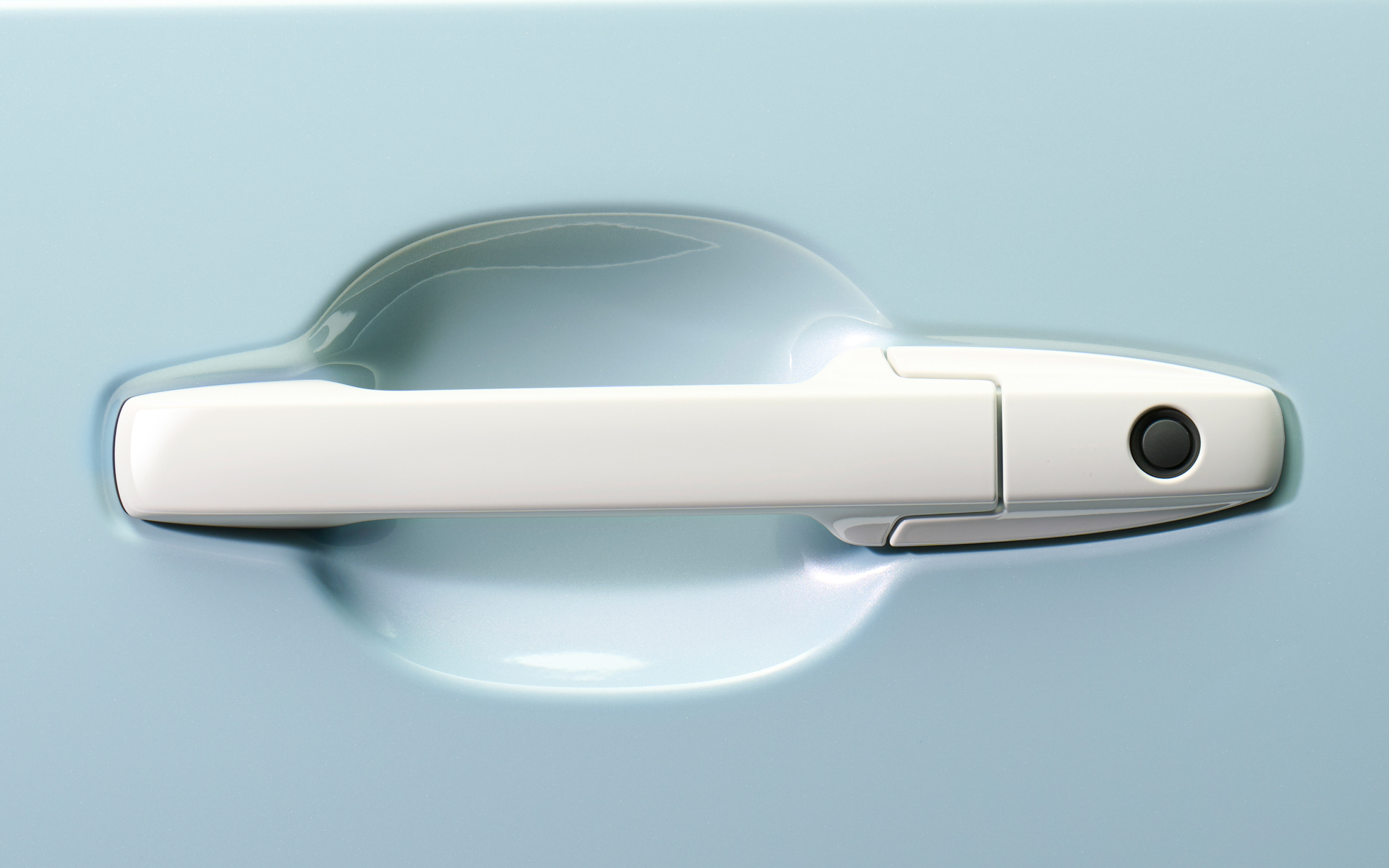 オフホワイト塗装のアウターハンドル