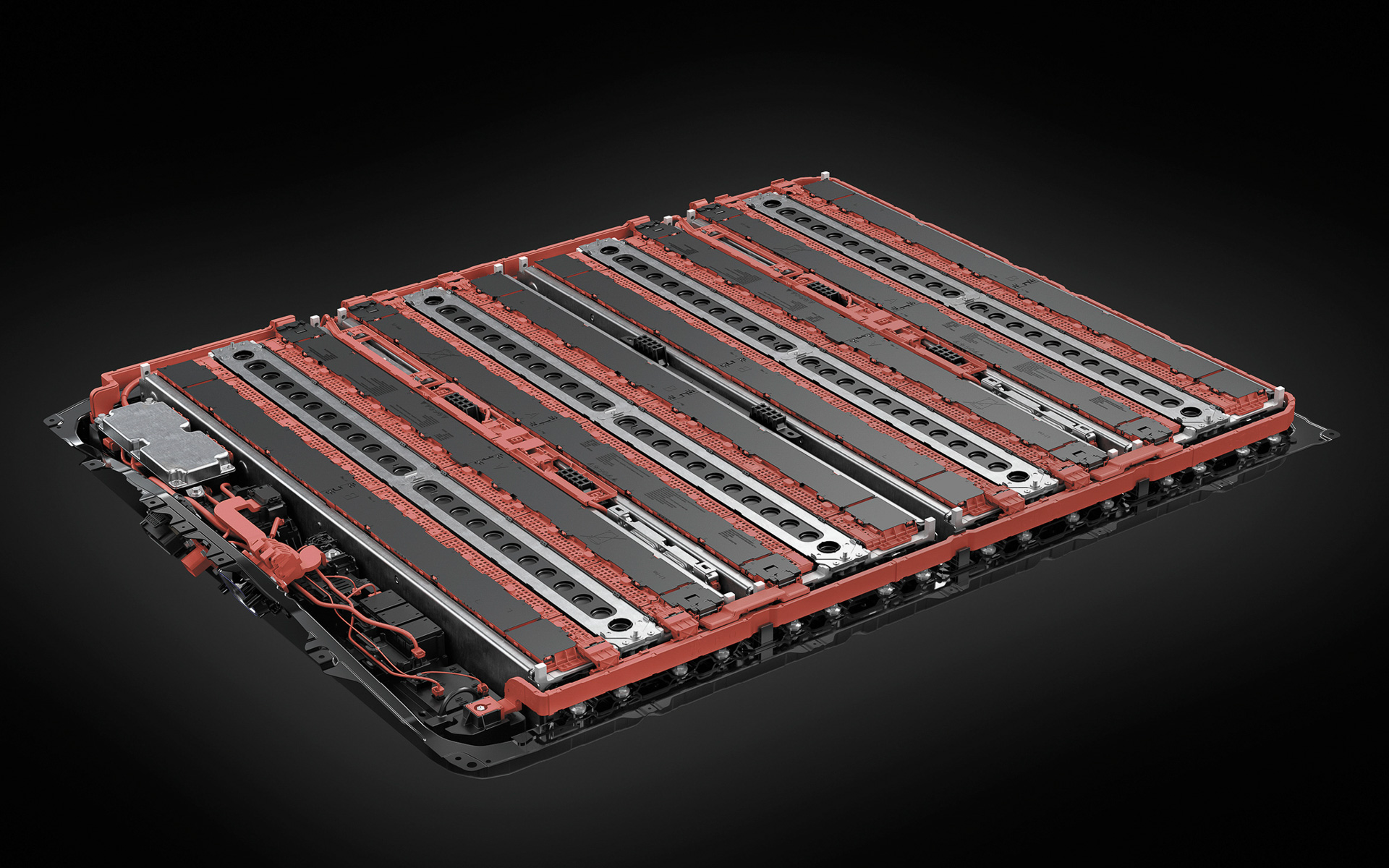 フロア下に配置される走行用バッテリは低重心や低慣性モーメンで運動性能を高めるほか、防音壁としての機能も発揮してキャビンの静粛性を高める