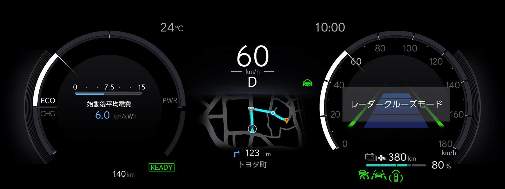 「12.3インチTFT液晶式メーター」は3種類のモードを切り替えて表示可能